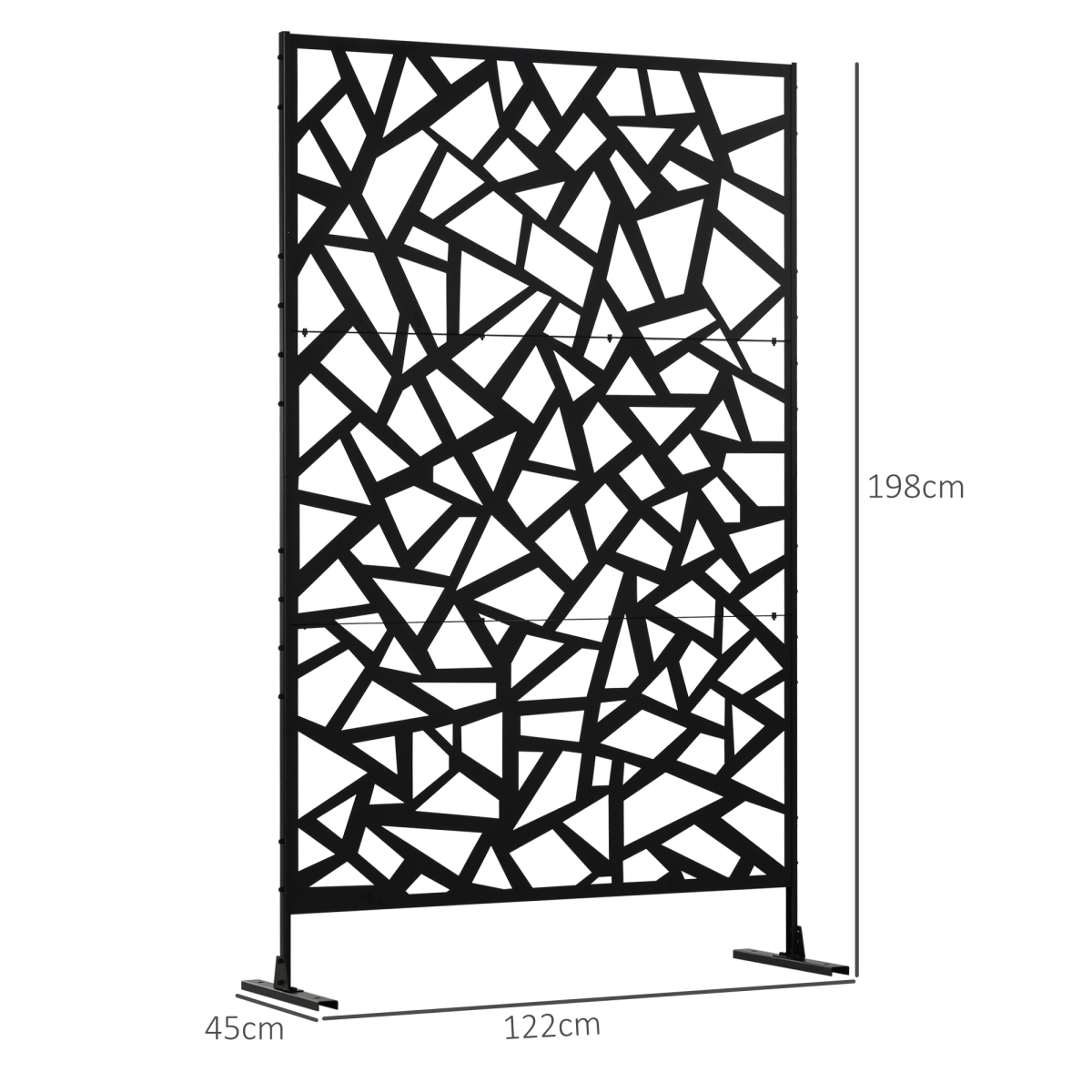 Outsunny Black Steel Garden Partition Screen, Freestanding Outdoor Decorative Divider, Irregular Figure Design, Includes Expansion Screws