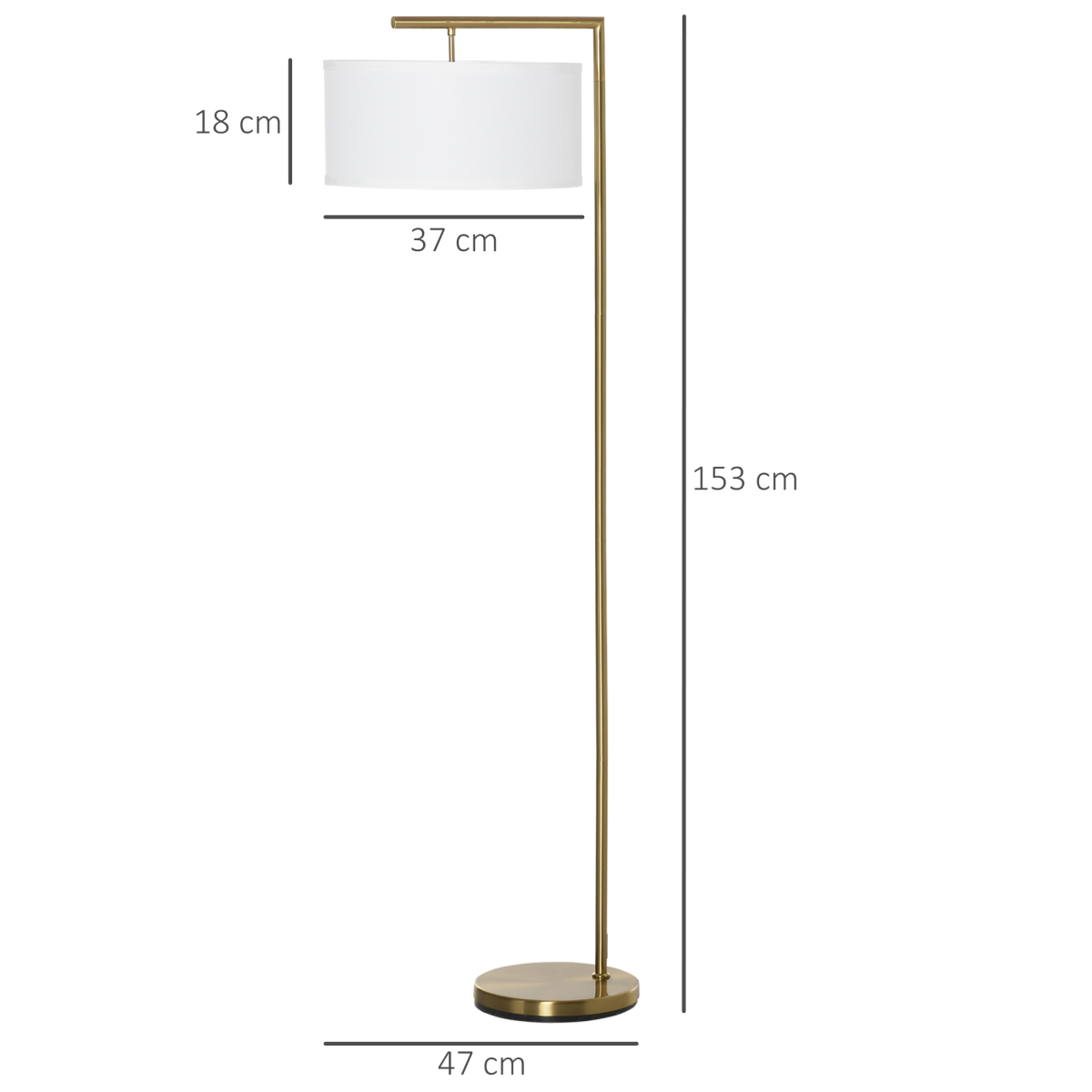 HOMCOM Floor Lamp with White Linen Lampshade and Round Base for Living Room Bedroom