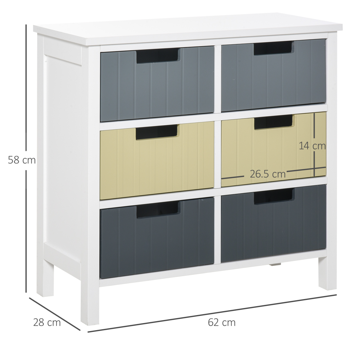 6 Drawer Storage Chest Cabinet for Dining and Living Room, MDF, Unbranded
