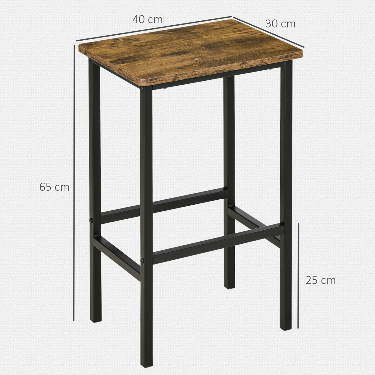 Set of 2 Industrial Kitchen Breakfast Bar Chairs with Footrest, Rustic Brown