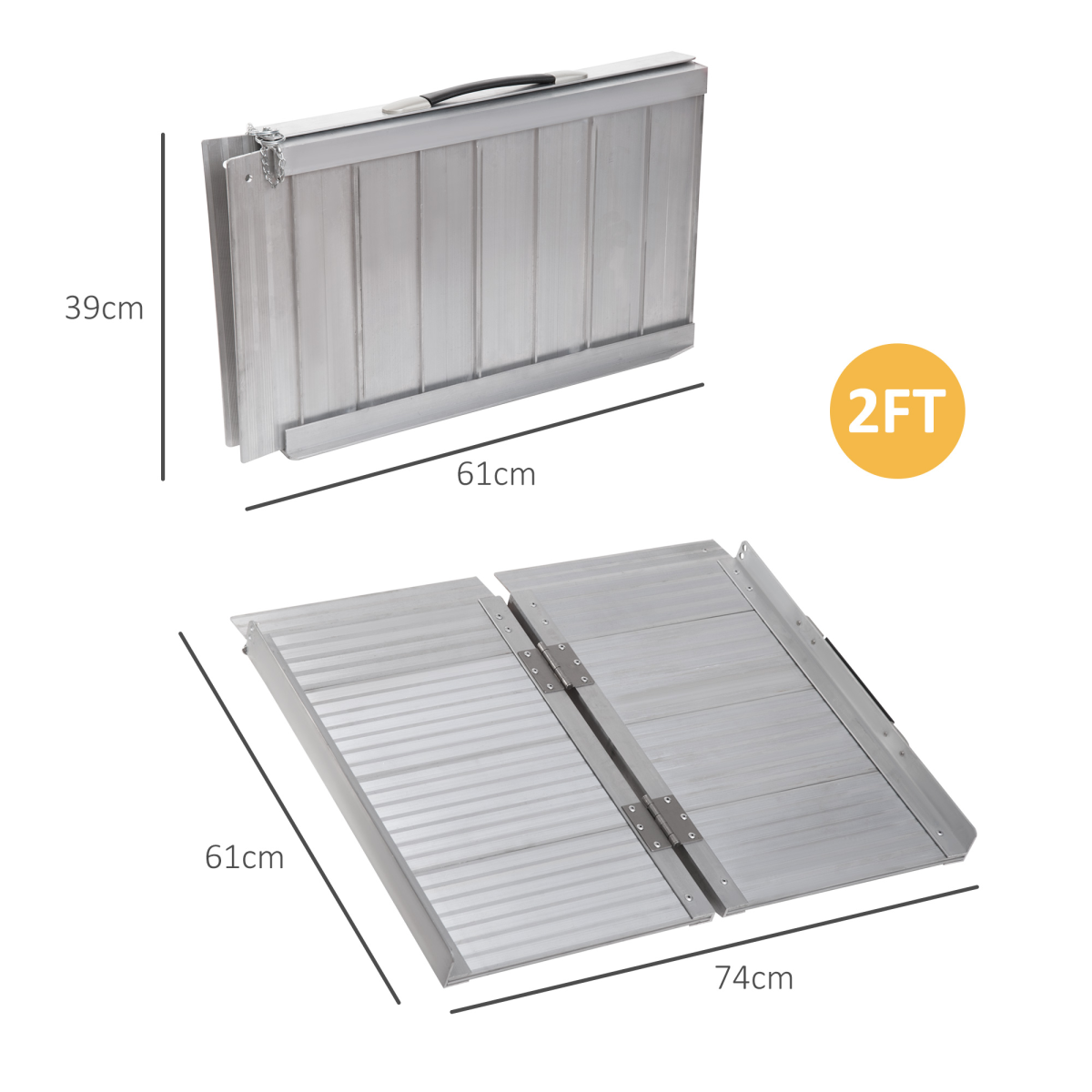HOMCOM Foldable Aluminium Wheelchair Ramp with Carry Handle