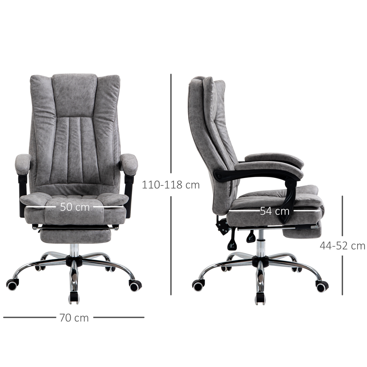 Vinsetto Grey Executive Swivel Office Chair with Footrest