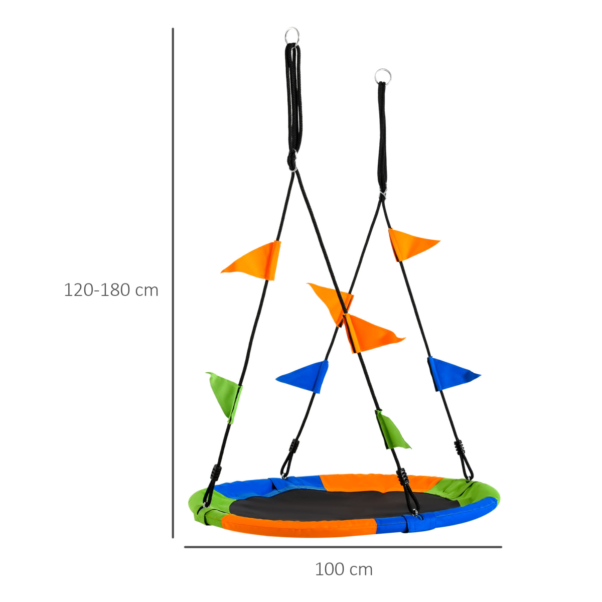 Outsunny Saucer Tree Swing, Metal Tube Frame, Adjustable Rope, Garden Nest Swing