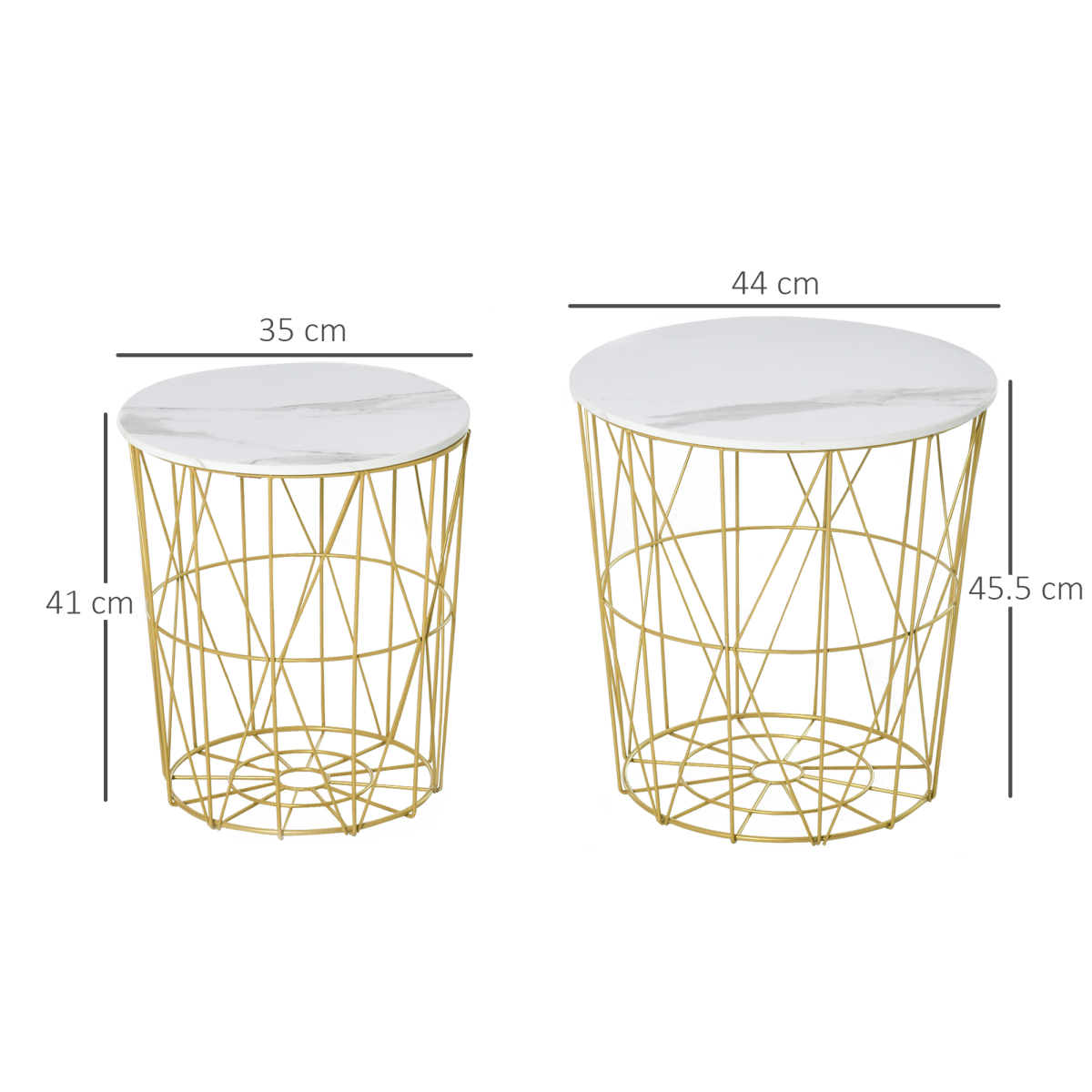 HOMCOM Set of 2 Nesting Side Tables with Removable Top, White