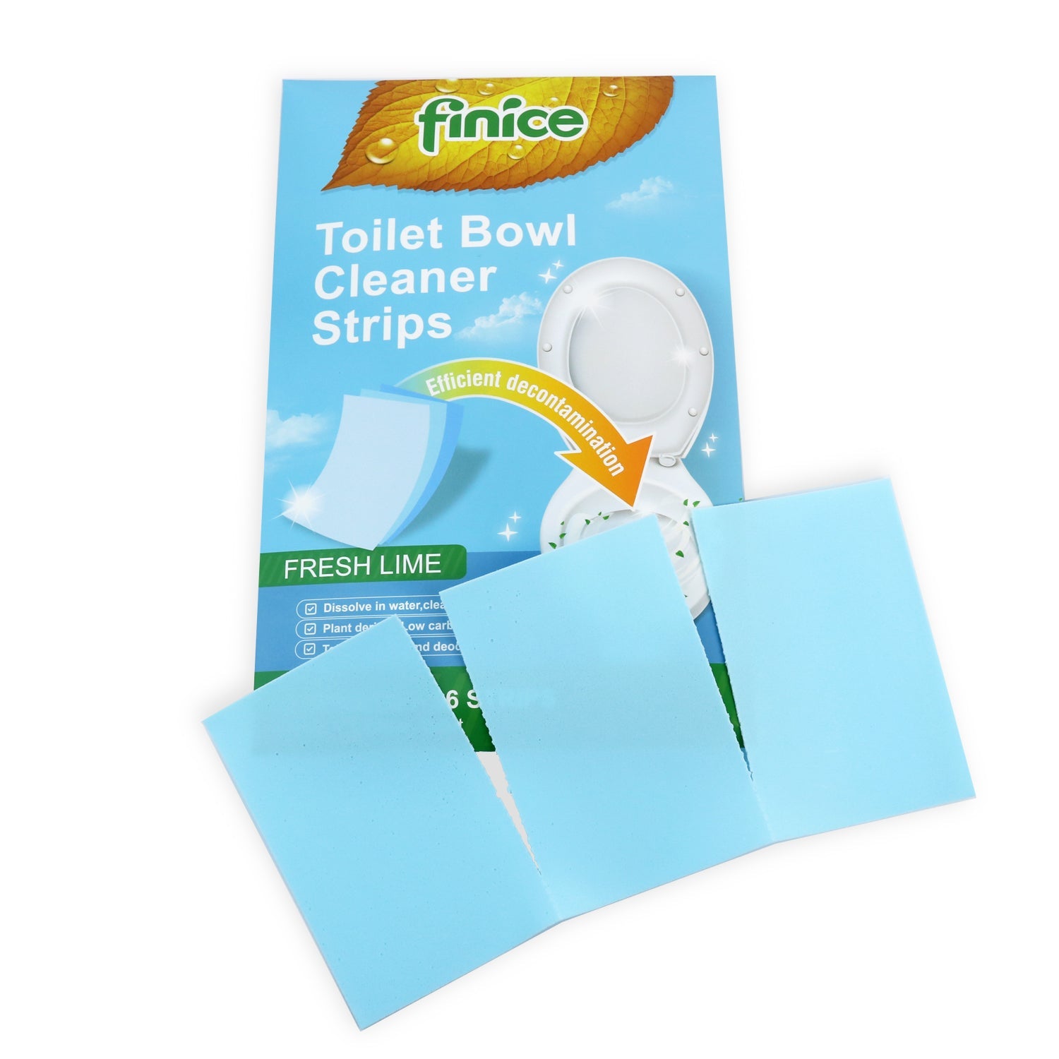 Finice Toilet Bowl Cleaner Strips – Plant-Based, Eco-Friendly, Fresh Lime, 36 Cleans