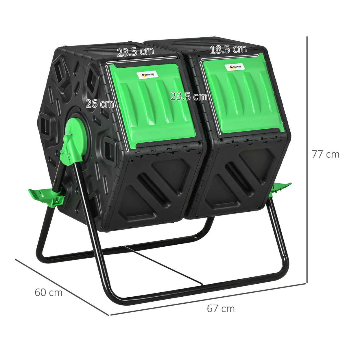 Outsunny 130L Dual-Chamber Rotating Compost Tumbler with Ventilation Holes