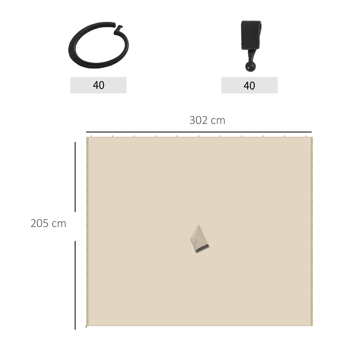 3 x 3m Universal Gazebo Replacement Sidewall Set, 4 Panels, Beige