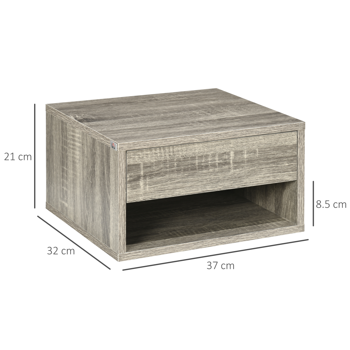 HOMCOM Floating Wall Mounted Bedside Tables, Set of 2, Brown
