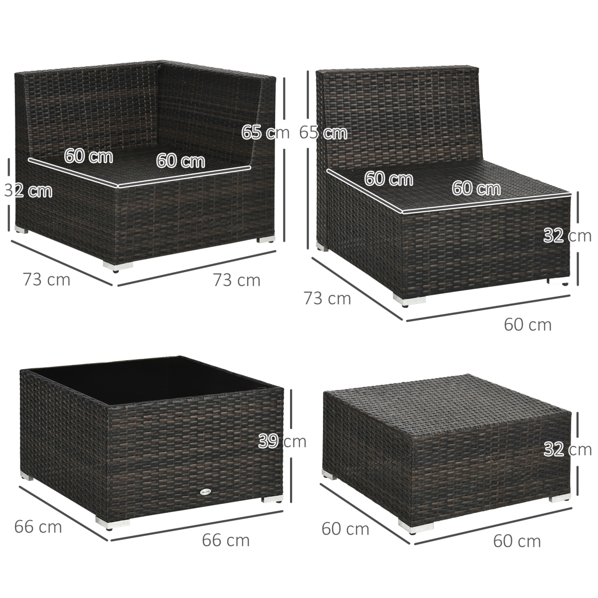 Outsunny 8-Piece Brown Rattan Patio Sofa Set