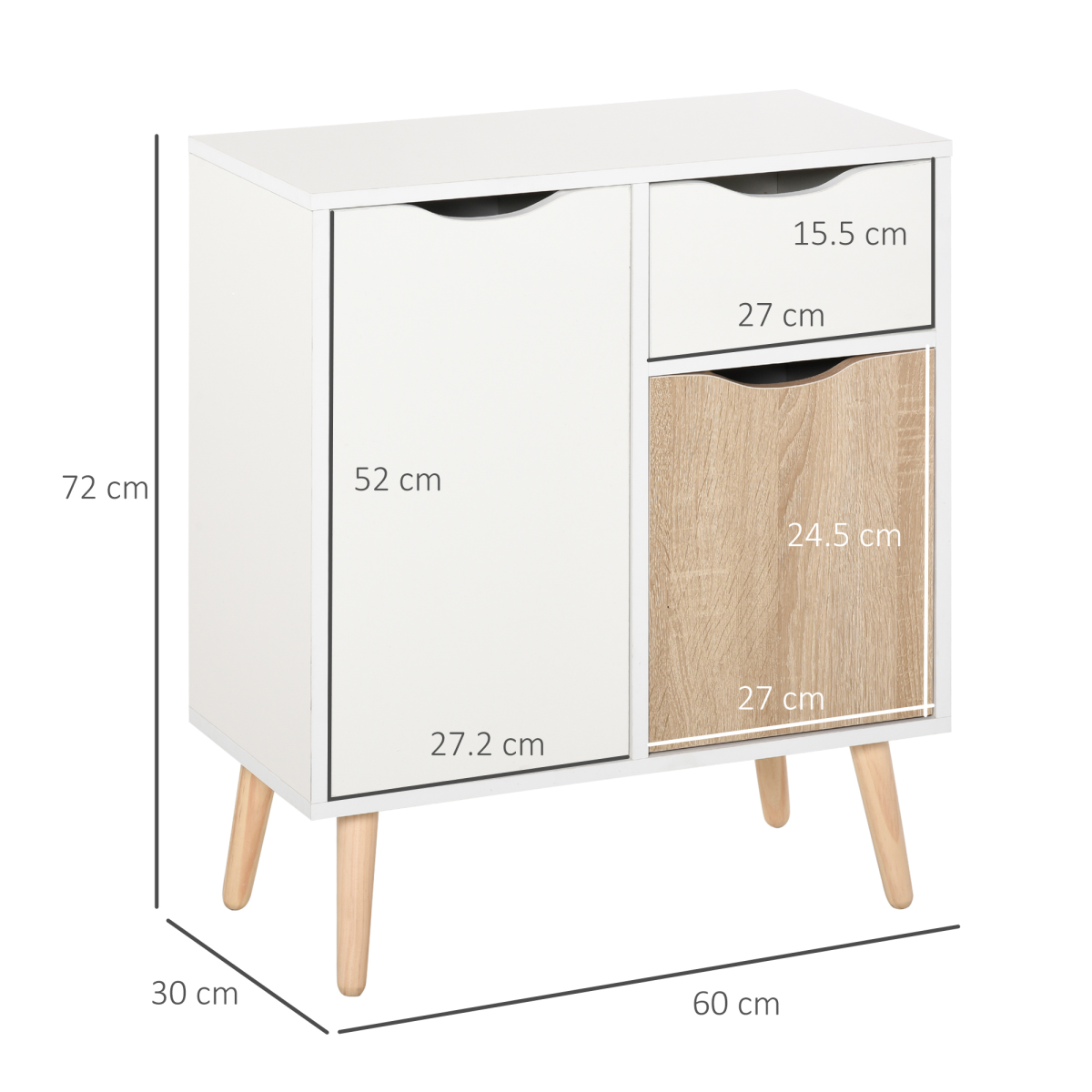 White Storage Cabinet Sideboard with Drawer for Bedroom/Living Room