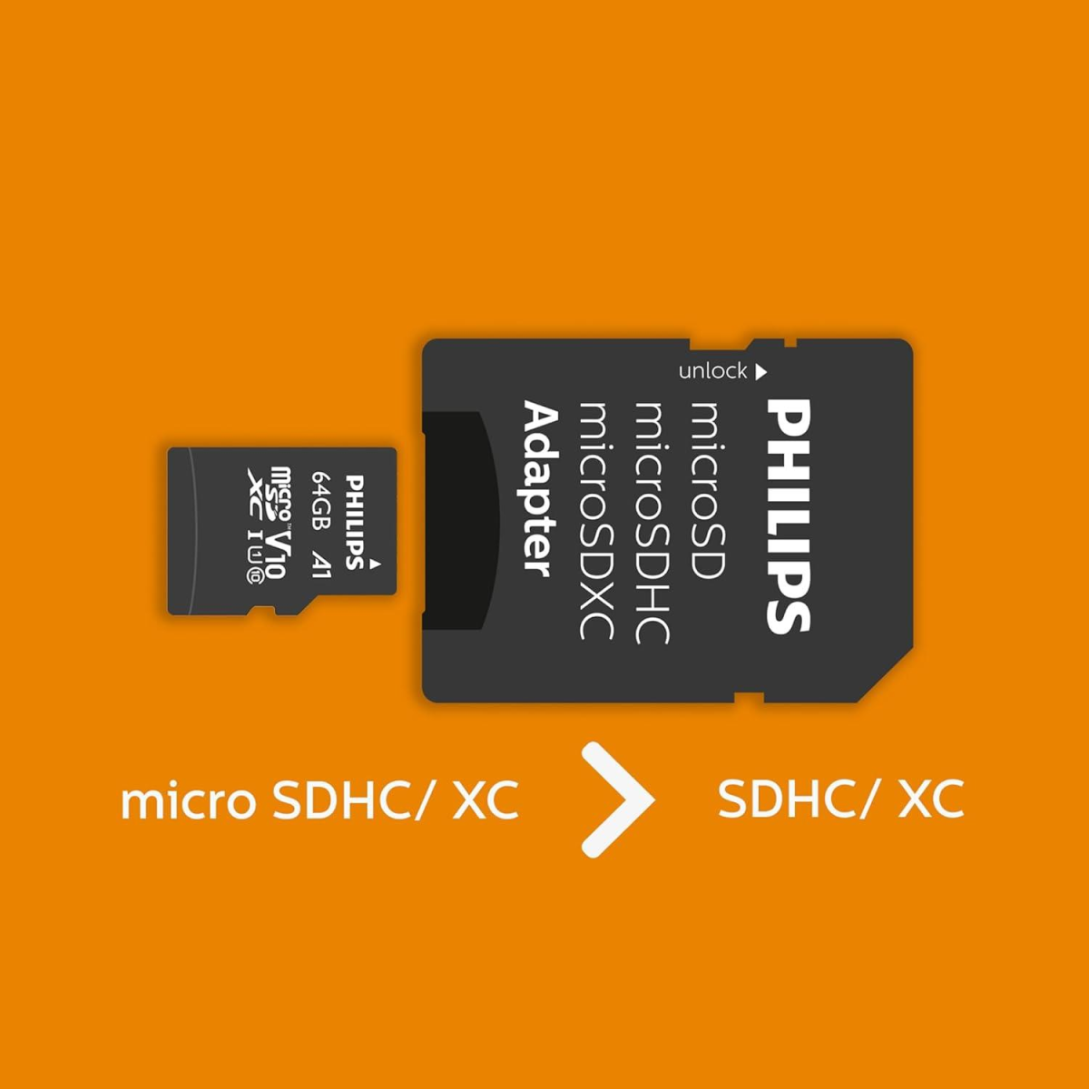 Philips 64 GB Class 10 microSDHC Memory Card with Adapter