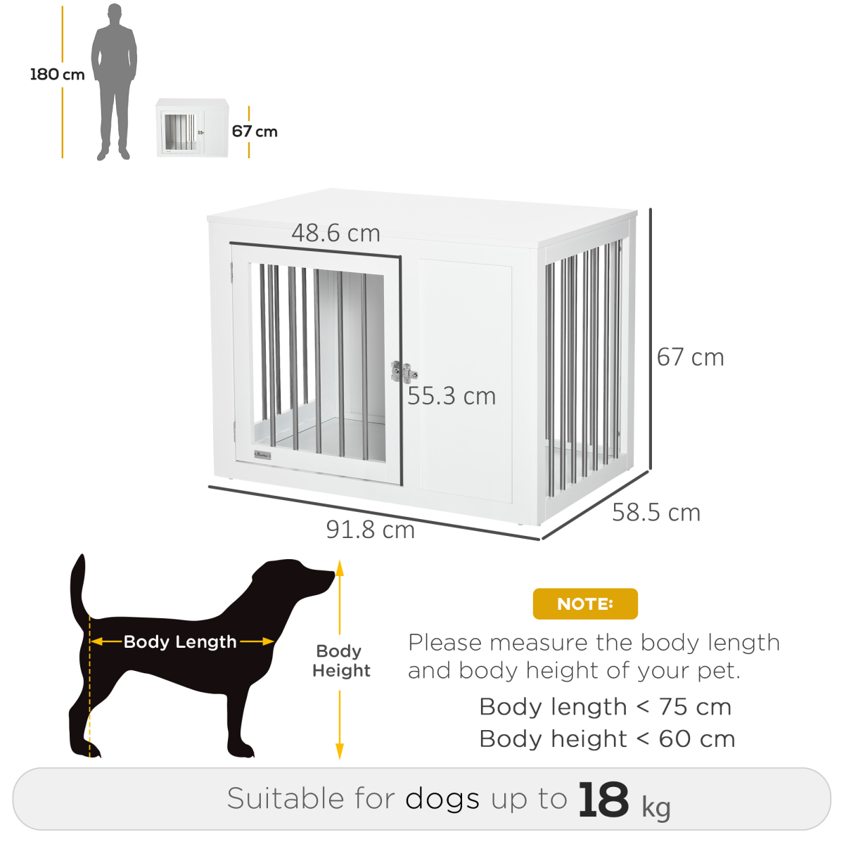 Furniture-Style Dog Crate End Table with 2 Doors for Medium Dogs, Pawhut