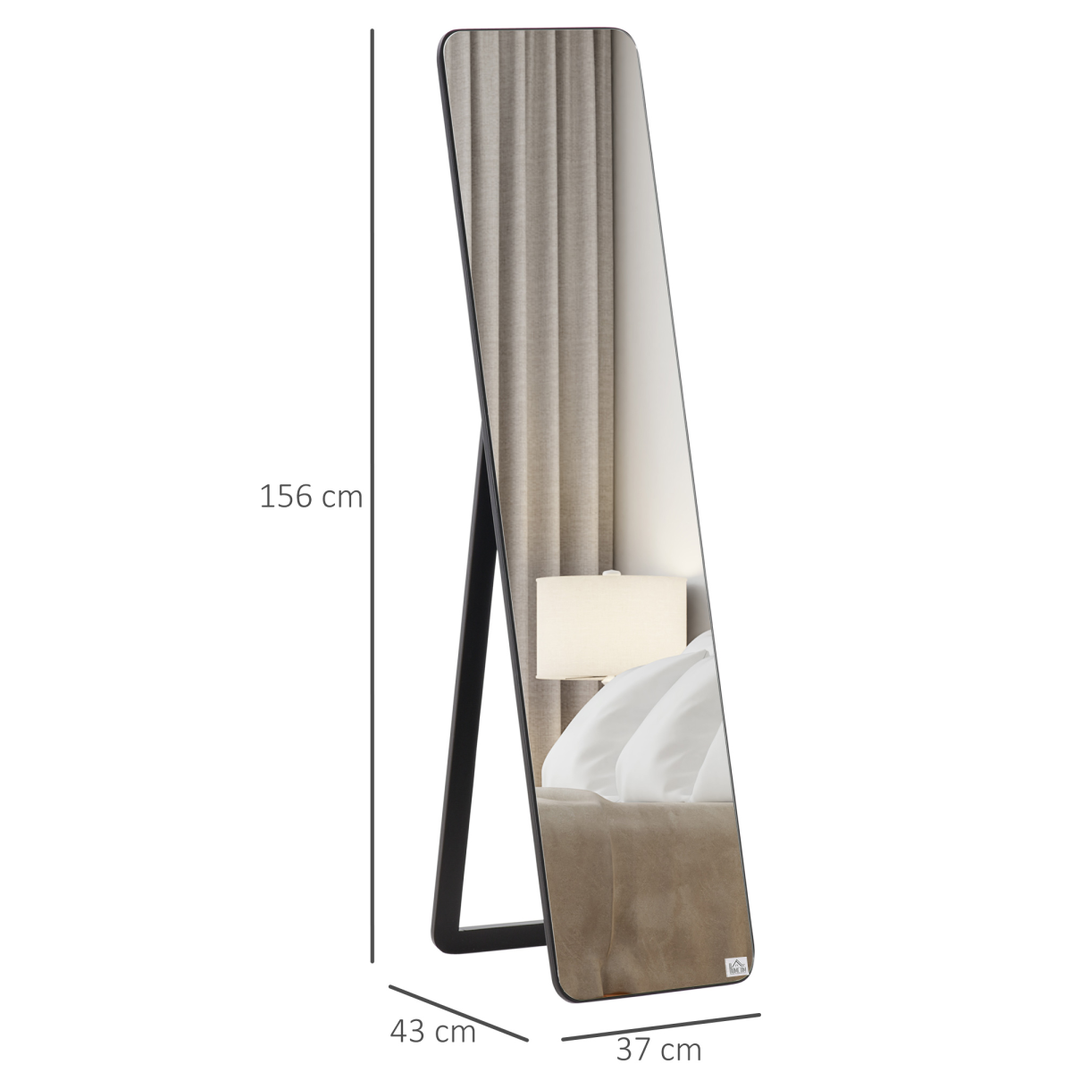 Full Length Mirror Free Standing or Wall Mount Black