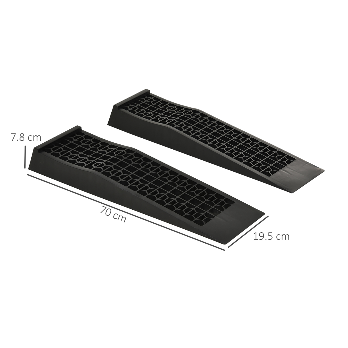 2 Pcs 70 x 20cm Thick Plastic Curb Ramps with Anti-Slip Grid Surface, 3000kg Load
