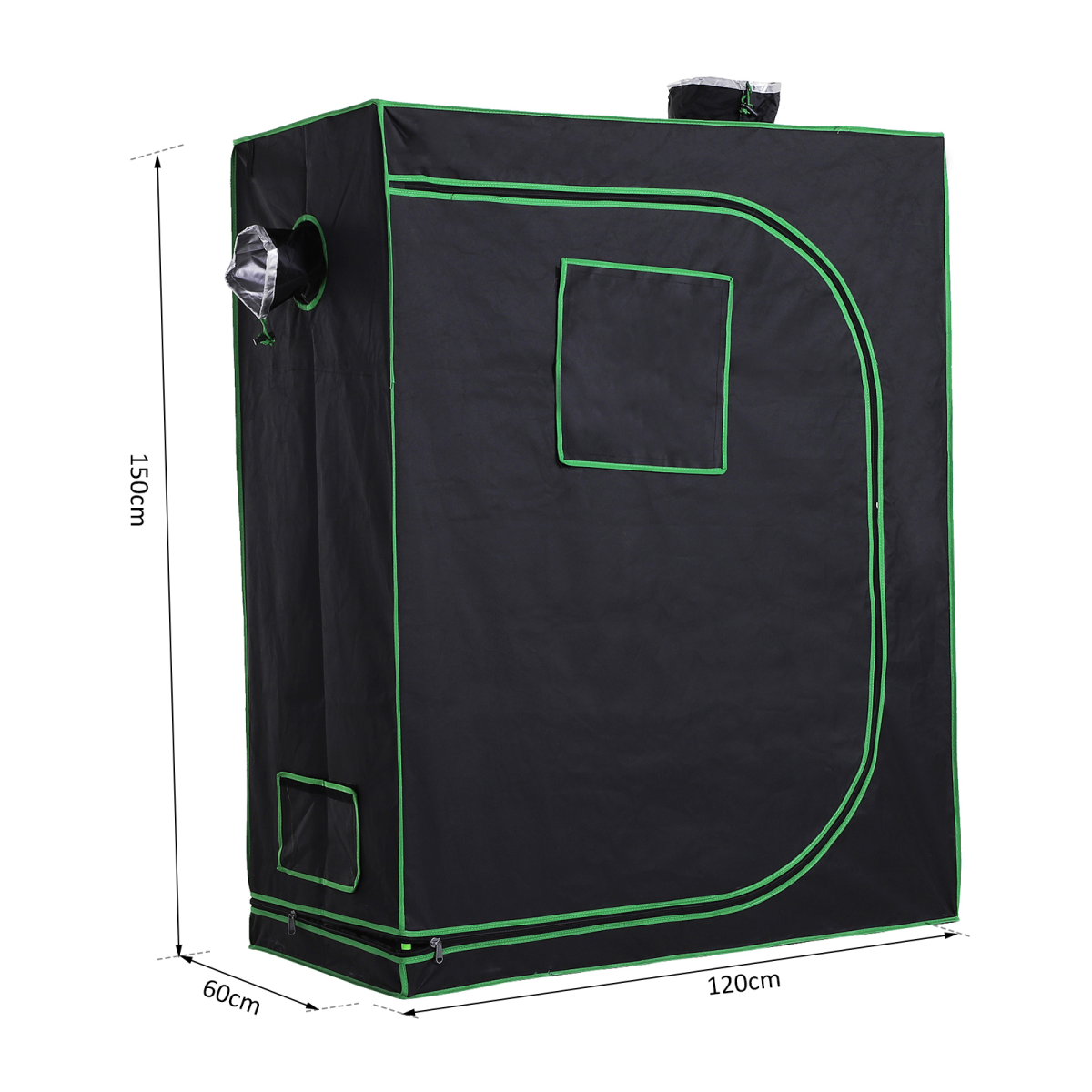 Outsunny Hydroponic Grow Tent, Reflective Mylar Lining, 600D Oxford Fabric, Reinforced Steel Frame, 120 x 60 x 150 cm Silver