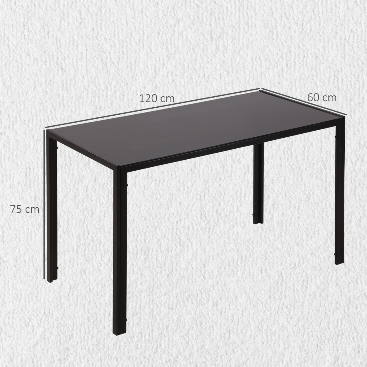 HOMCOM Modern Rectangular 4-Seater Dining Table with Tempered Glass Top