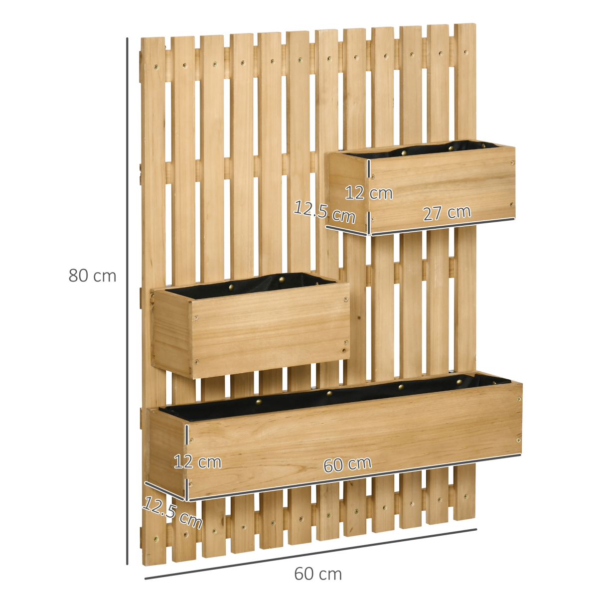 Outsunny Wooden Garden Planters with Trellis Wall-mounted Raised Garden Bed