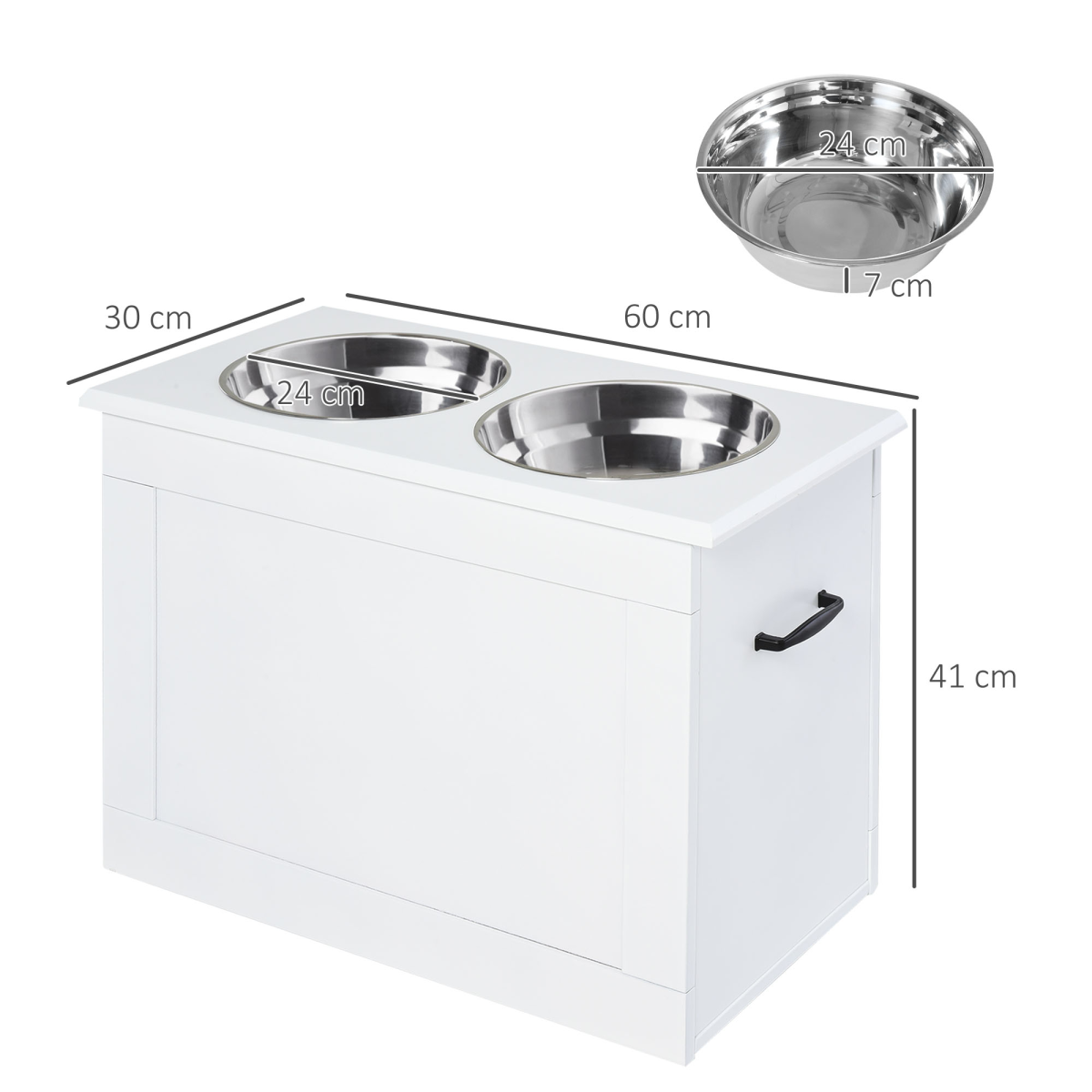 Elevated Dog Bowls with Storage Function, Stainless Steel Bowls, Raised Pet Feeder for Large Dogs, PawHut