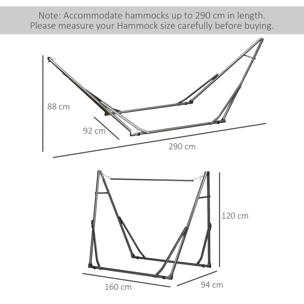 Outsunny Foldable 2-in-1 Hammock Stand & Clothes Drying Rack