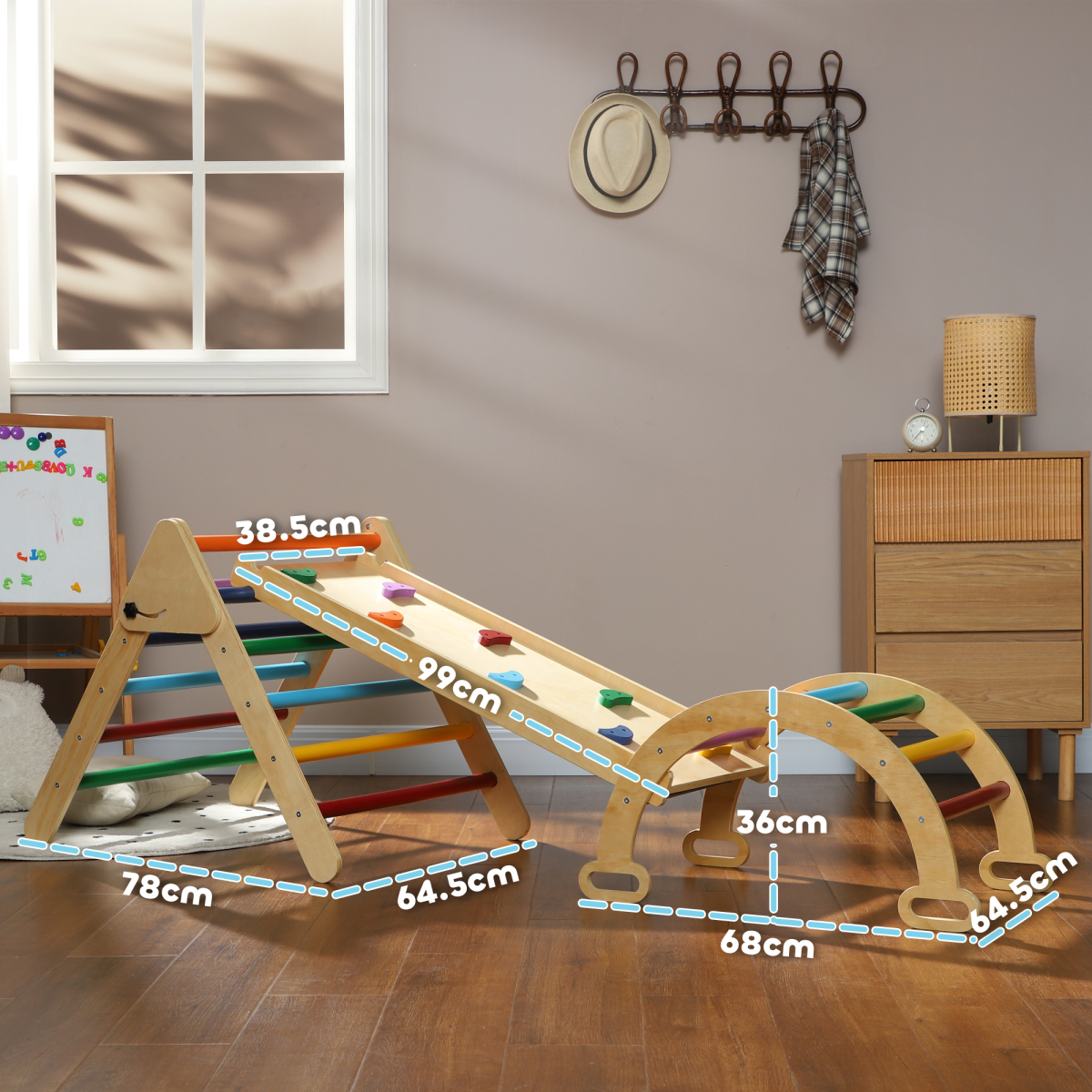 AIYAPLAY 5-in-1 Toddler Climbing Frame with Slide & Arch, 18-48 Months