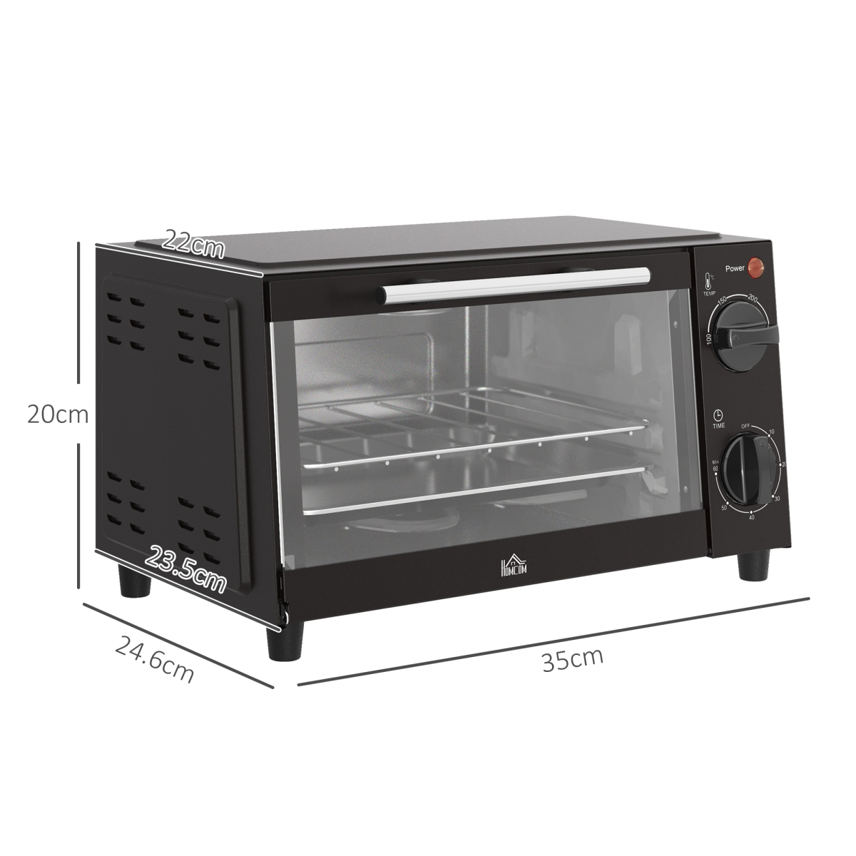 HOMCOM 9L Countertop Electric Mini Oven, 750W Toaster Oven