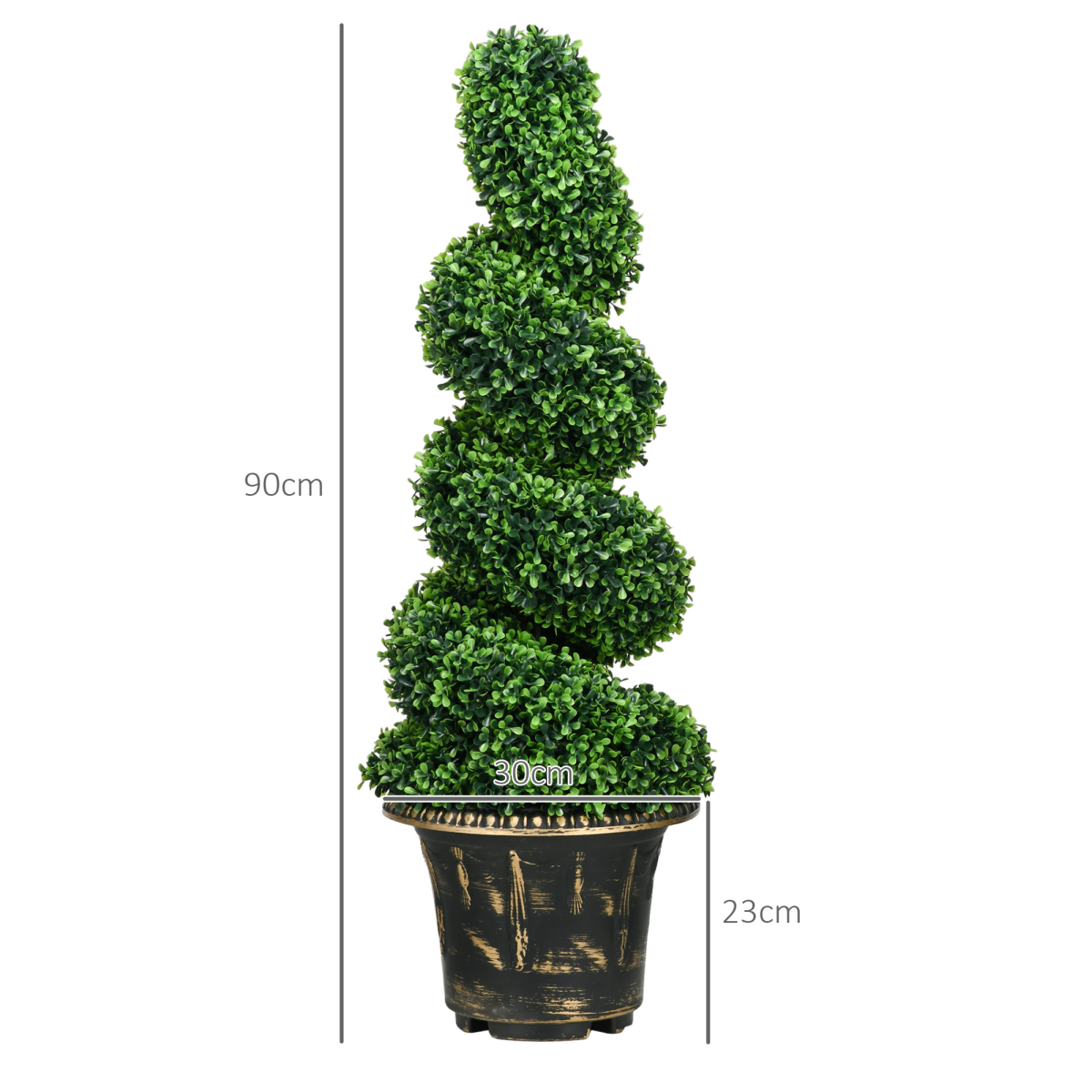 HOMCOM Set of 2 Potted Artificial Spiral Boxwood Trees, 90cm