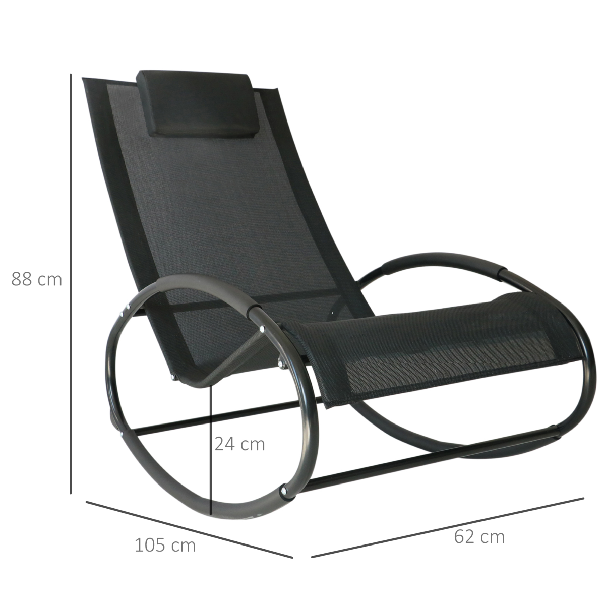 Outsunny Orbital Zero Gravity Rocking Sun Lounger with Pillow Headrest, 88H cm