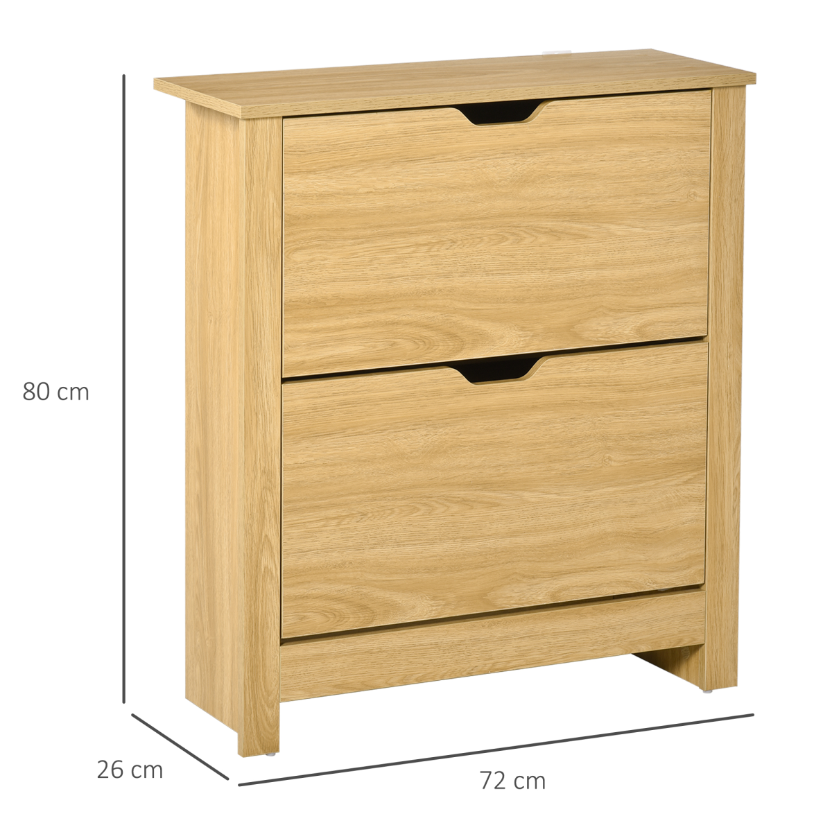 12-Pair Shoe Storage Cabinet with 2 Drawers, 4 Shelves and Tabletop, Brown