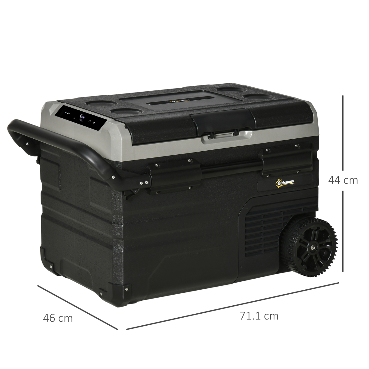 40L Portable Car Refrigerator Freezer with LED Light and Wheels, -20°C, 12/24V DC and 110/240V AC, Outsunny