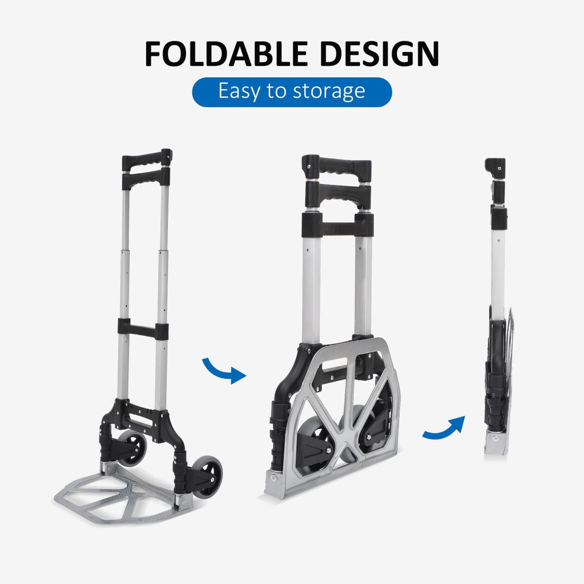 HOMCOM Aluminium Foldable Hand Truck Trolley, 70kg Load Capacity