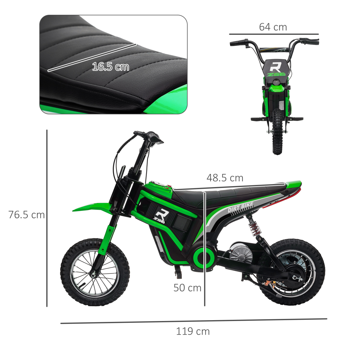 HOMCOM 24V Kids Electric Motorbike with Twist Throttle, Music & Horn - Green
