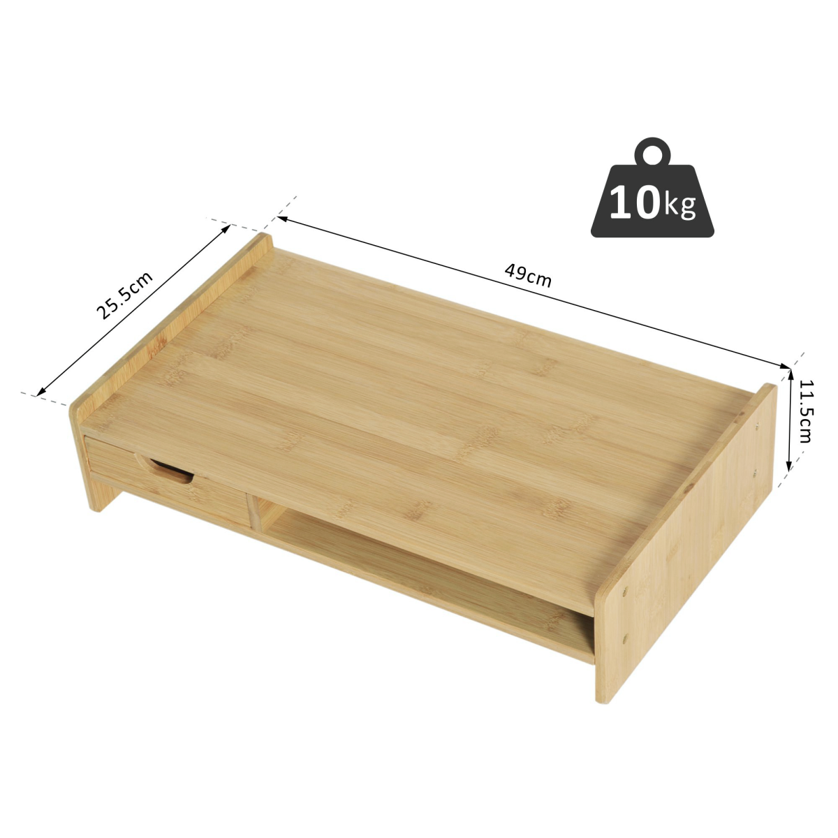 HOMCOM Bamboo Monitor Riser Desk Organizer with Drawer
