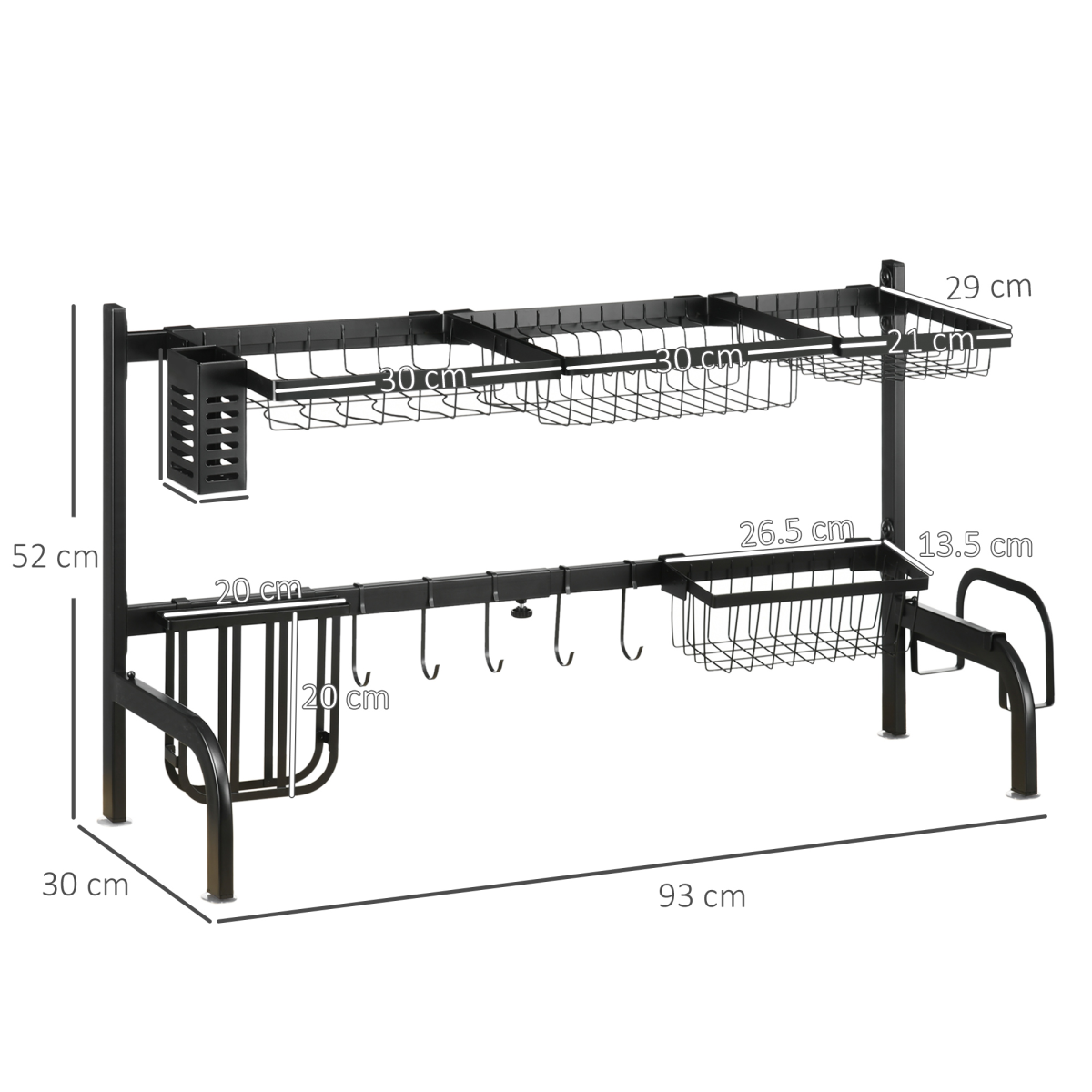 Space-Saving Adjustable 2-Tier Over-Sink Dish Drying Rack