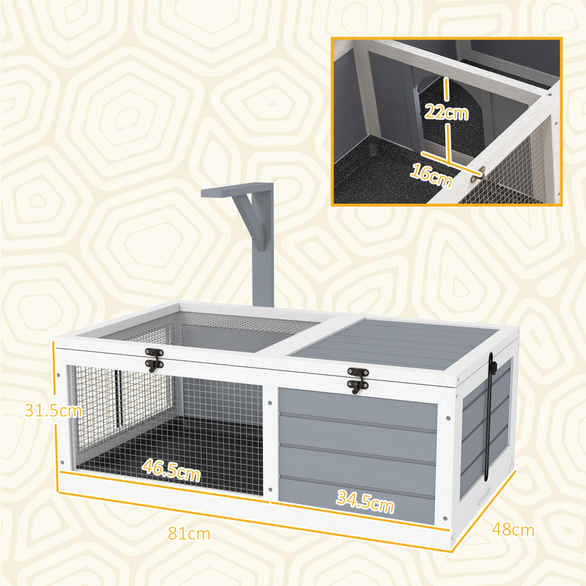 PawHut Tortoise Enclosure with Run, Hideaway, Lamp Holder, Trays