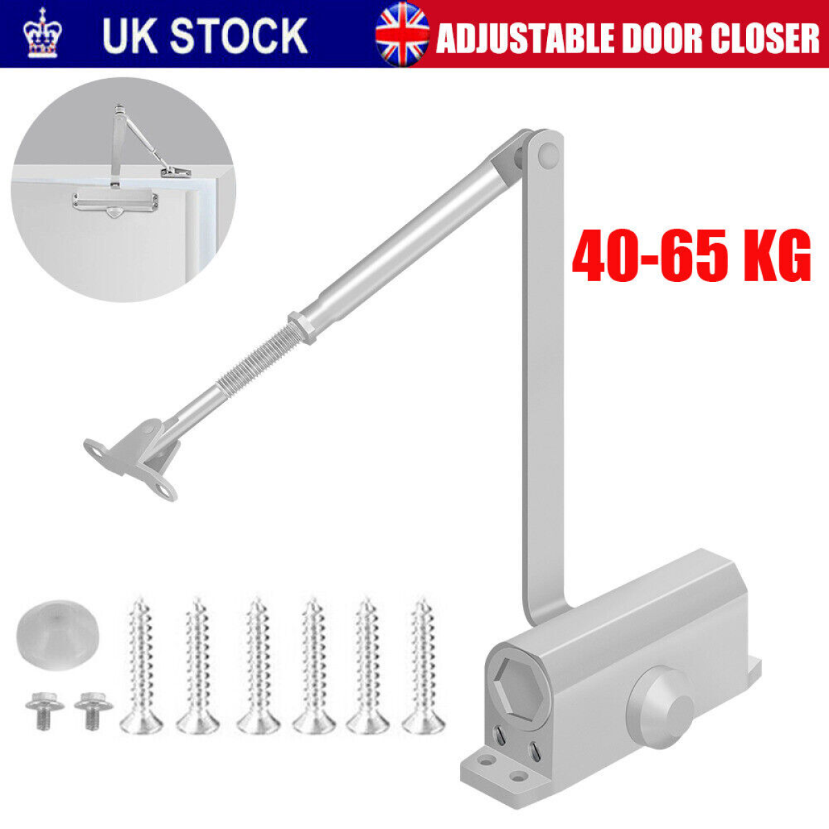 40-65KG Heavy Duty fire rated Overhead Door Closer Opener Adjustable Soft Close