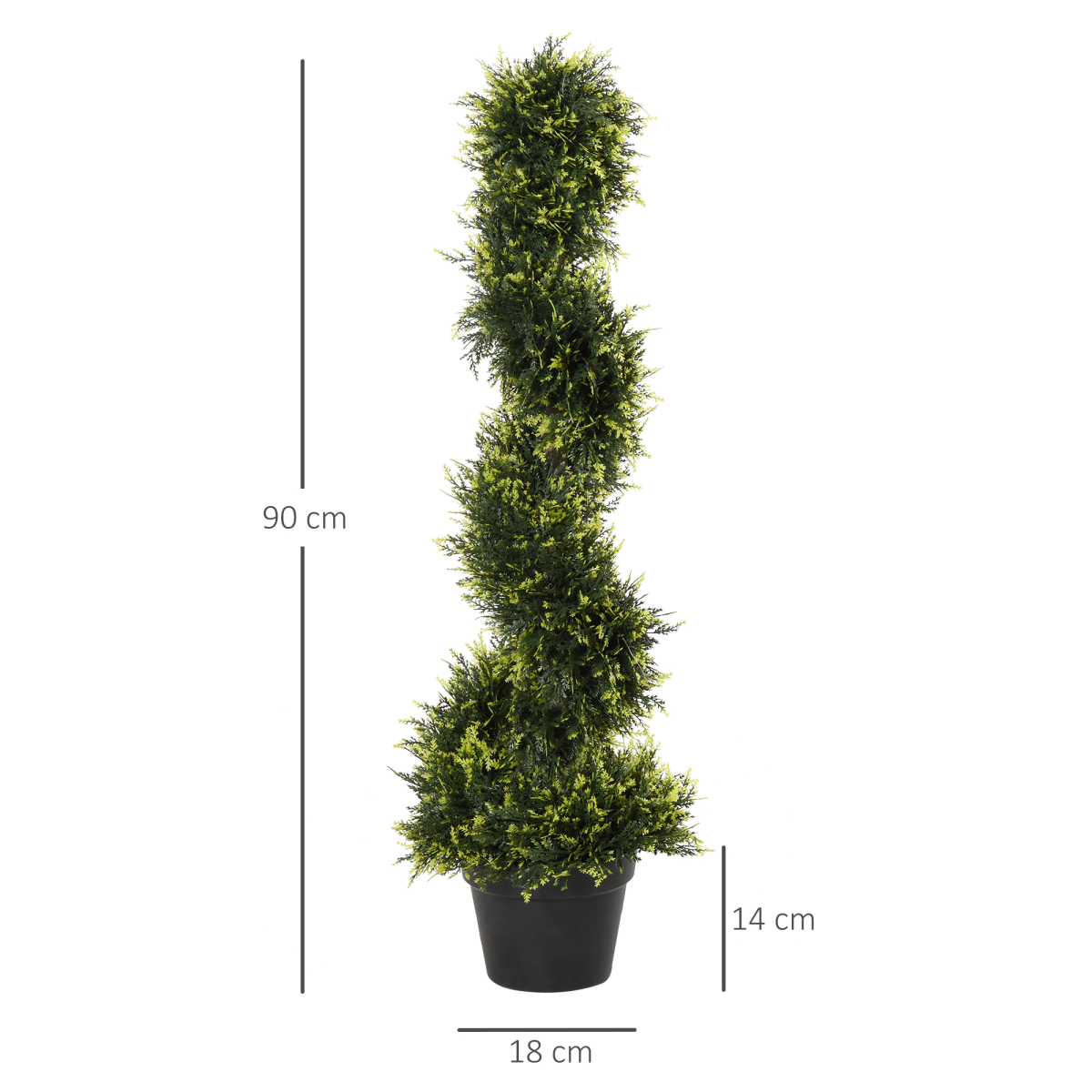 Set of 2 Artificial 90cm Spiral Topiary Trees with Pots