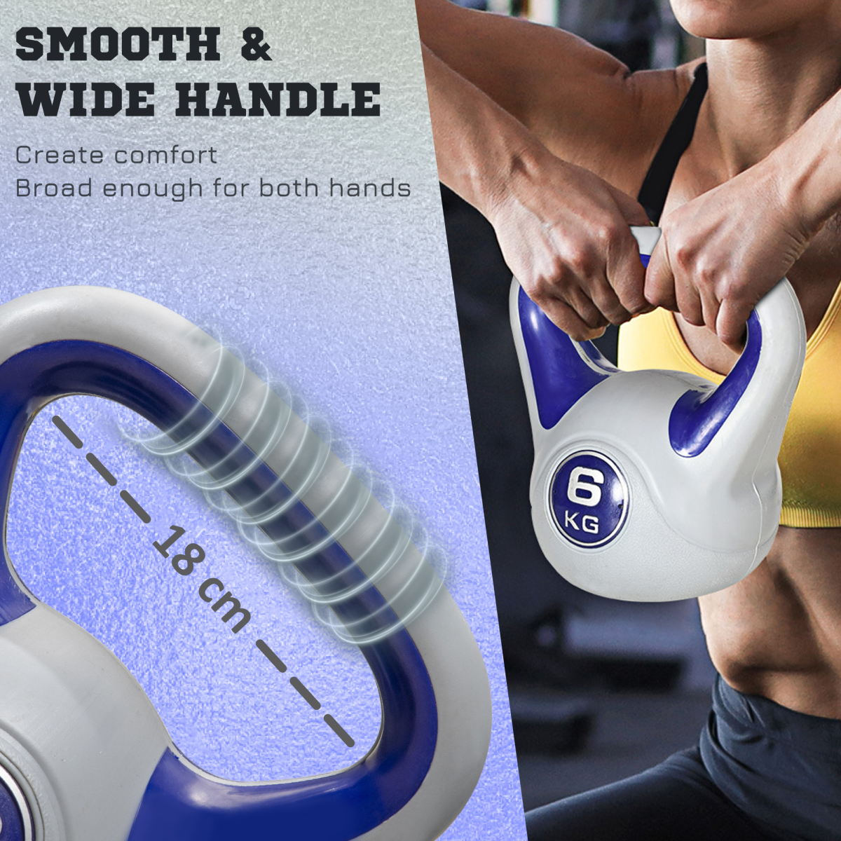 SPORTNOW 6kg Kettlebell with Handle for Home Gym, Purple/Grey
