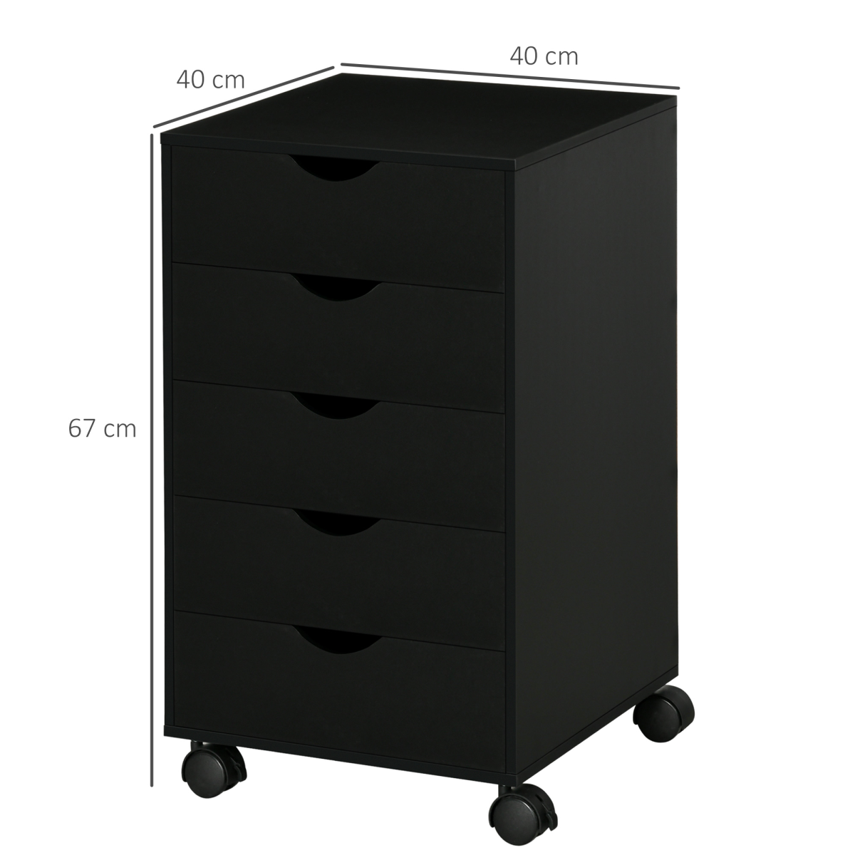 HOMCOM Mobile Vertical Filing Cabinet with 5 Drawers, Black