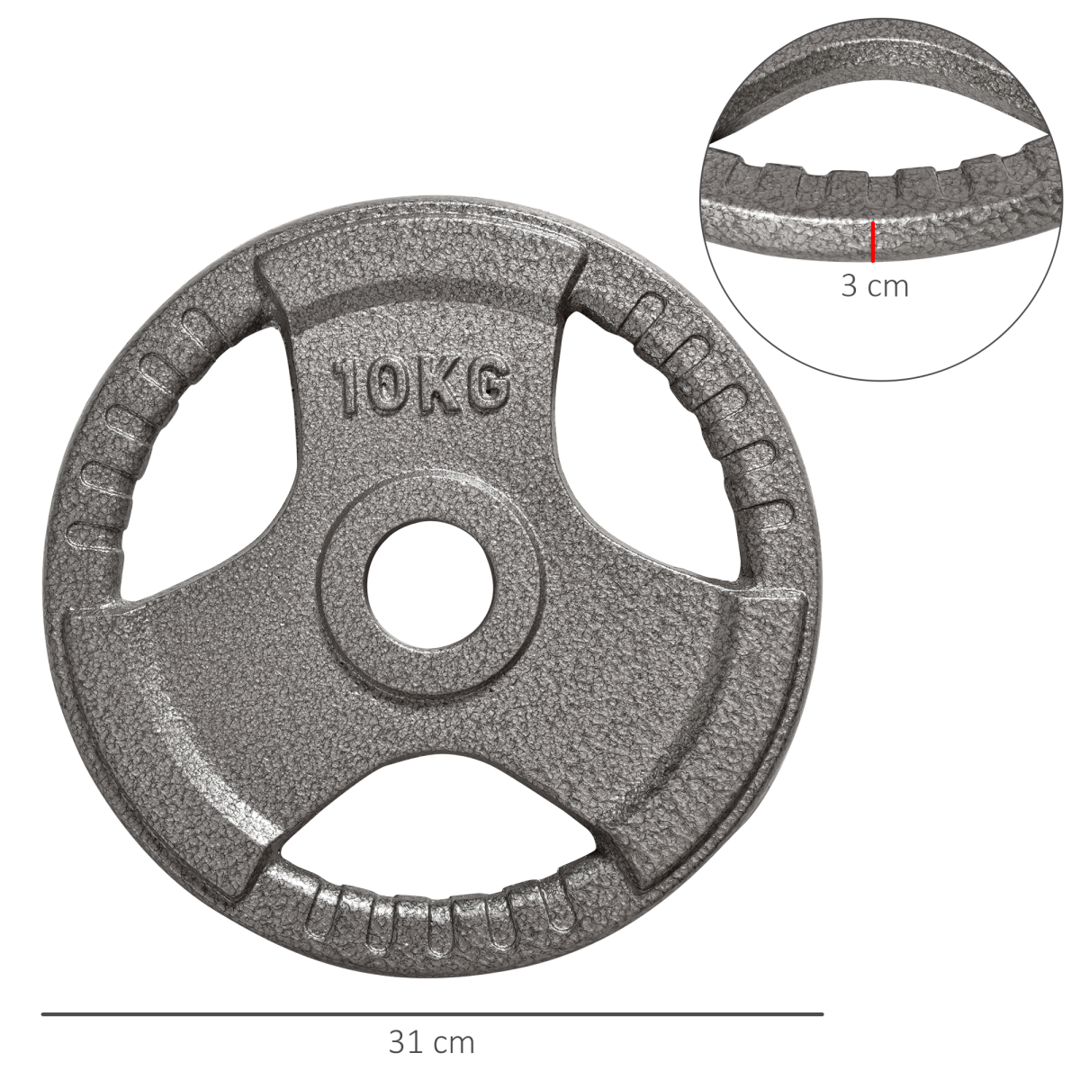2" Olympic Steel Weight Plates Set of 2, 2 x 10kg