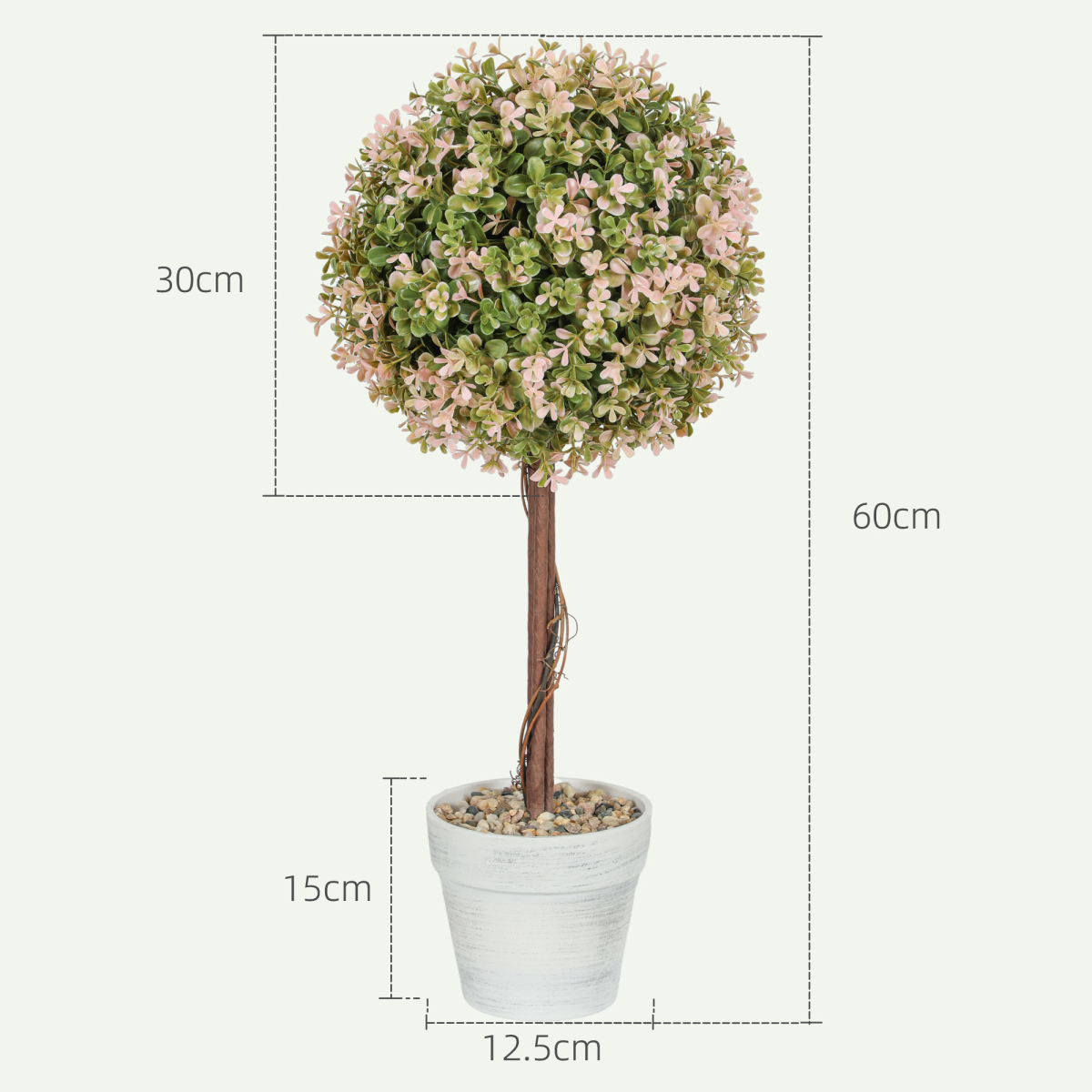 HOMCOM Set of 2 UV-Protected Artificial Murraya Plants, Cream White