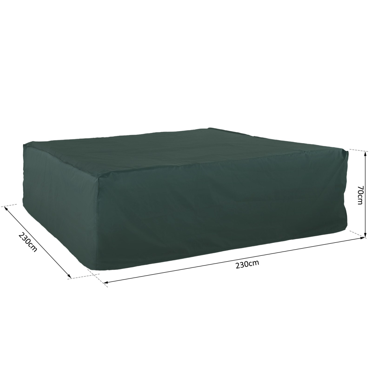 Outsunny Large 230 x 230cm PVC Coated 600D Waterproof Square Outdoor Furniture Cover Green