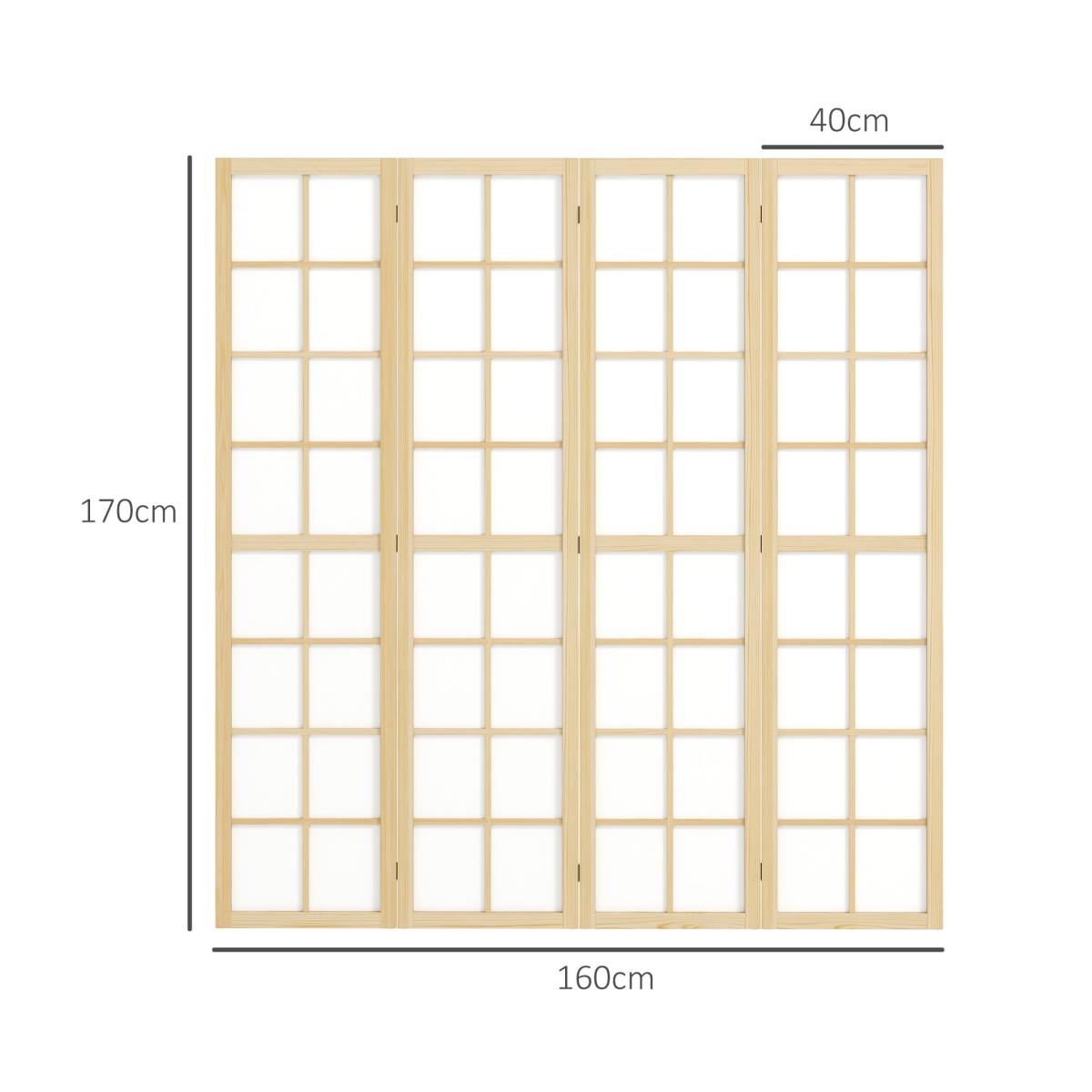HOMCOM 4-Panel Folding Room Divider, Pine Wood Frame, 160 x 170cm