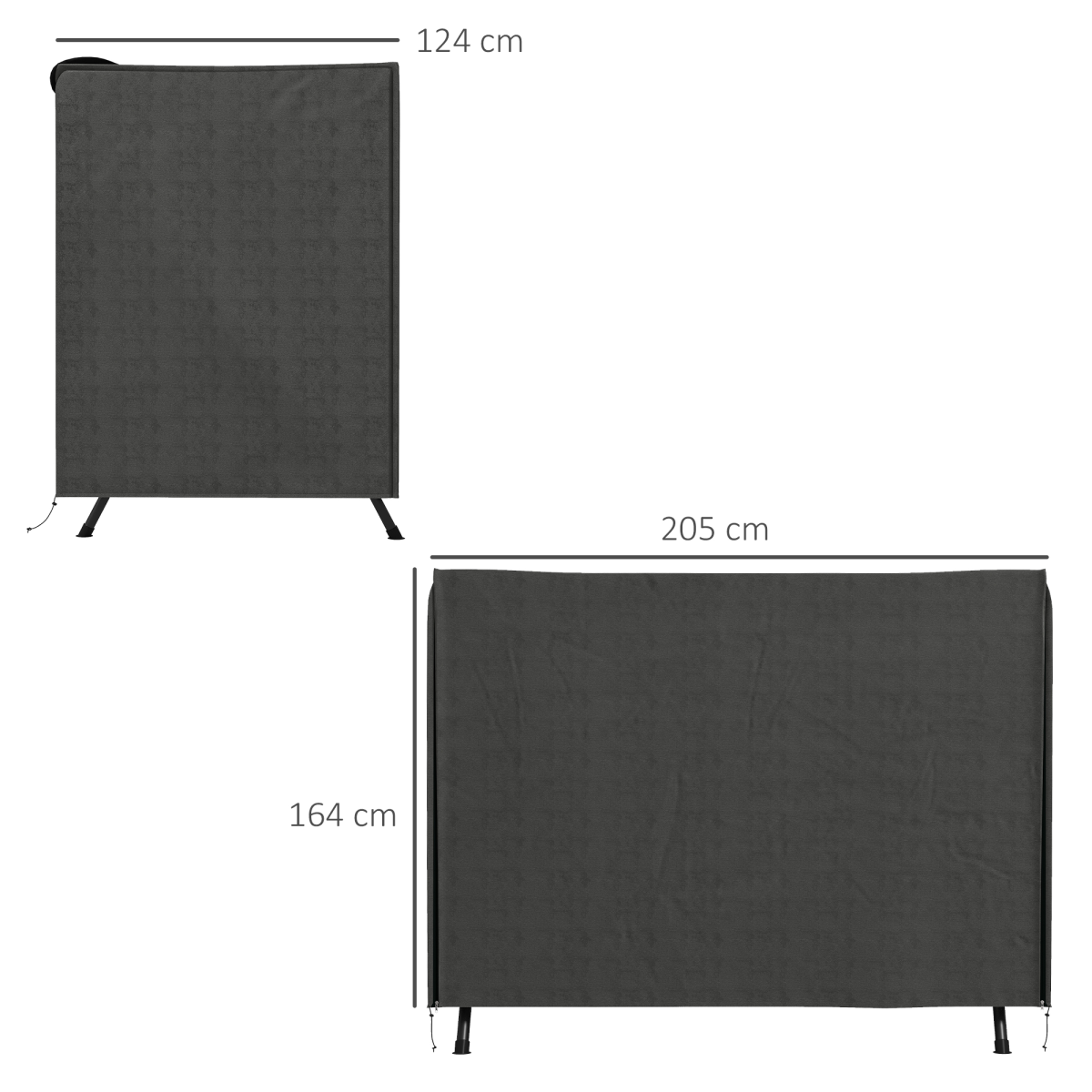 Outsunny Outdoor Swing Chair Cover, Garden Furniture Protector, 205 x 124 x 164 cm, Dark Grey