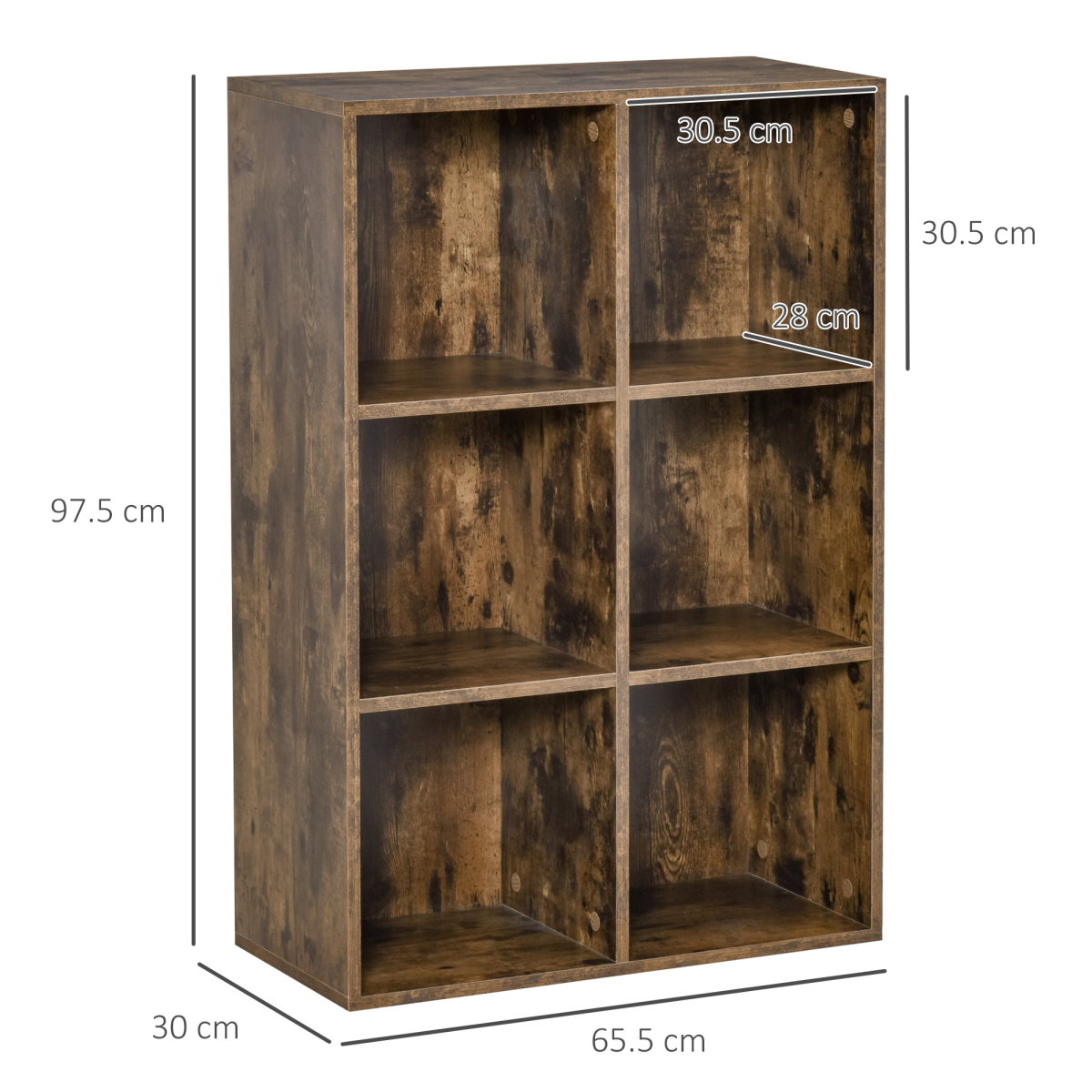 6-Cube Open Bookcase Storage Display Cabinet for Home Office, Study, Bedroom, Family Room