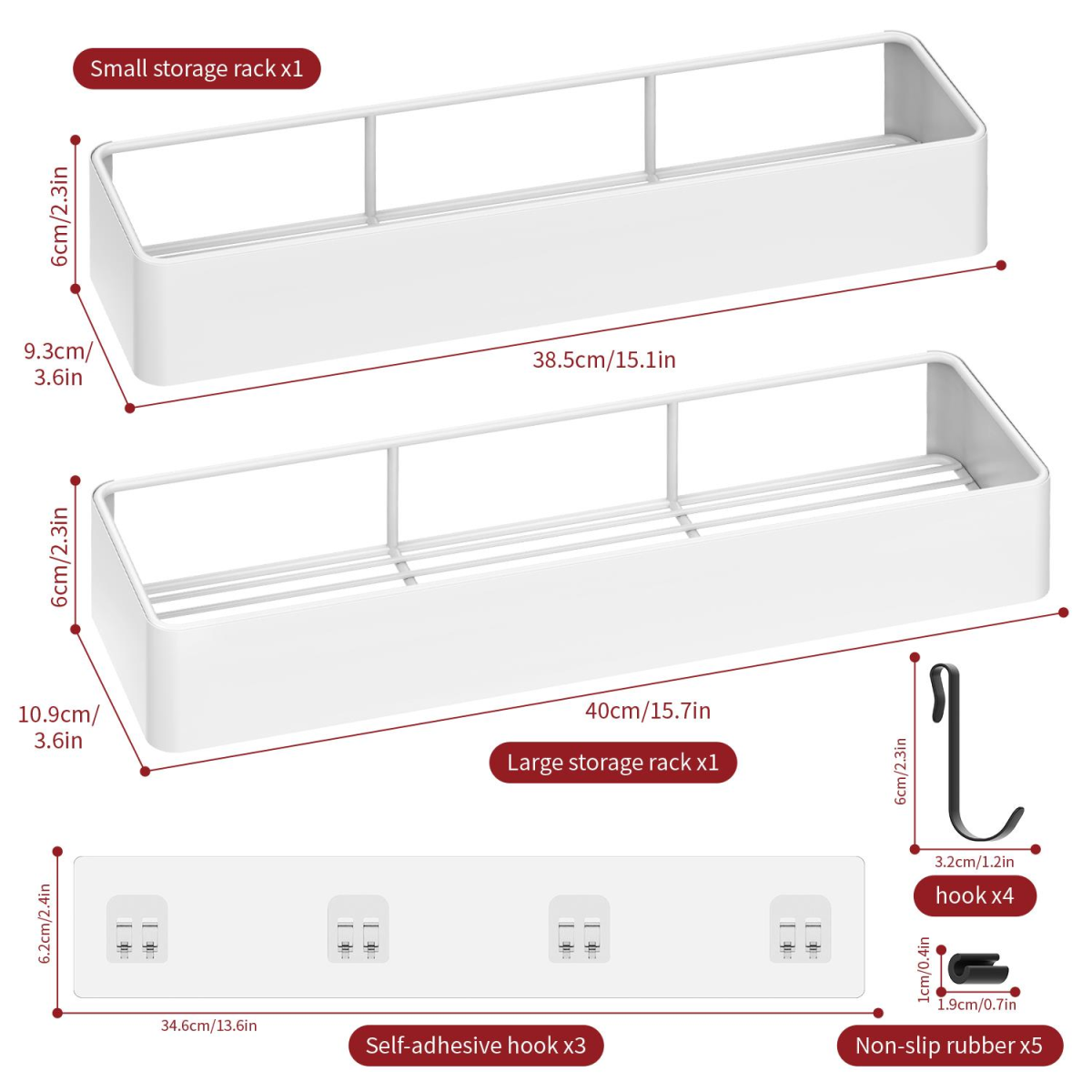 Vinsani Rustproof Stainless Steel Shower Caddy Shelves