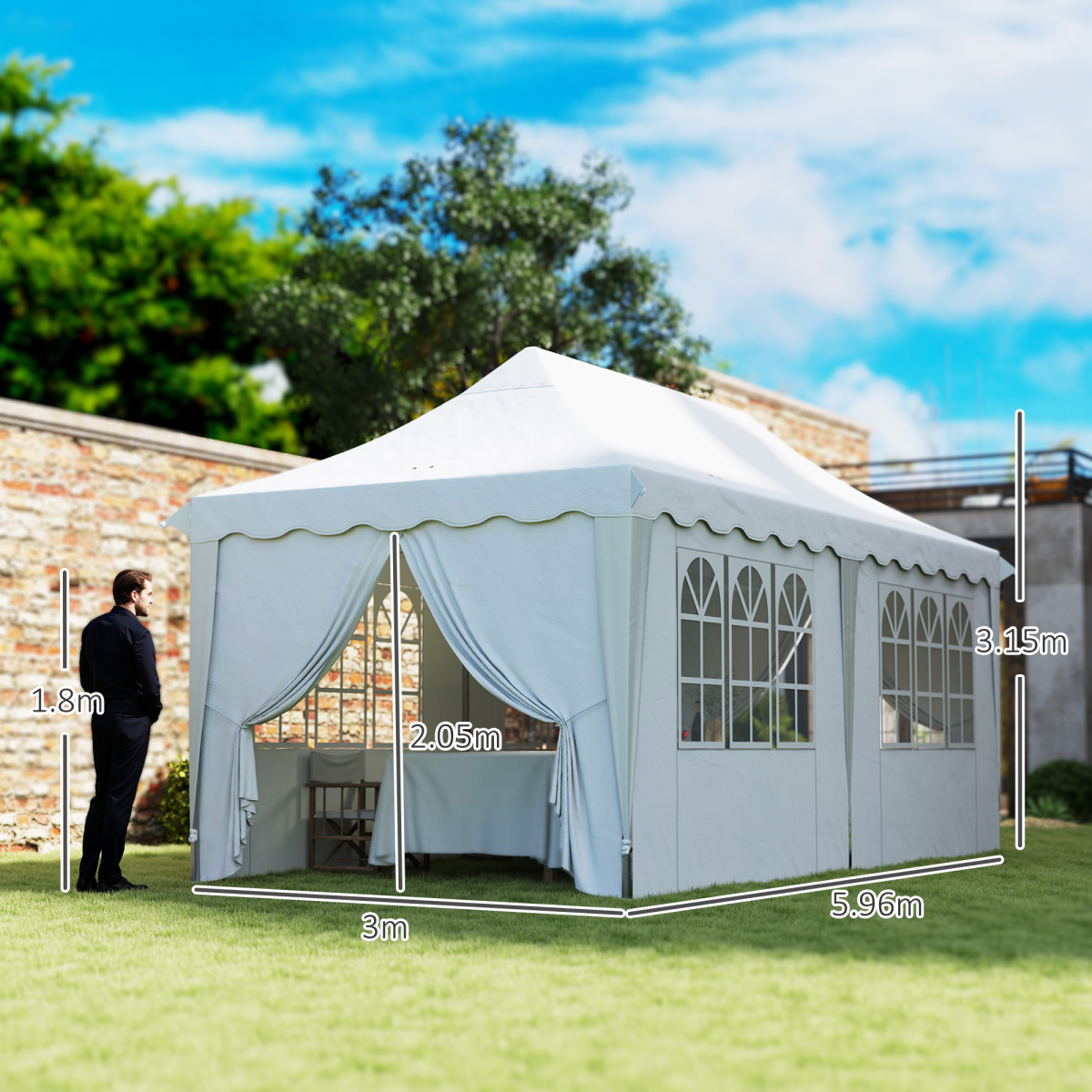 Outsunny 3 x 6m Pop Up Gazebo with Sides, UPF50+ and Carry Bag
