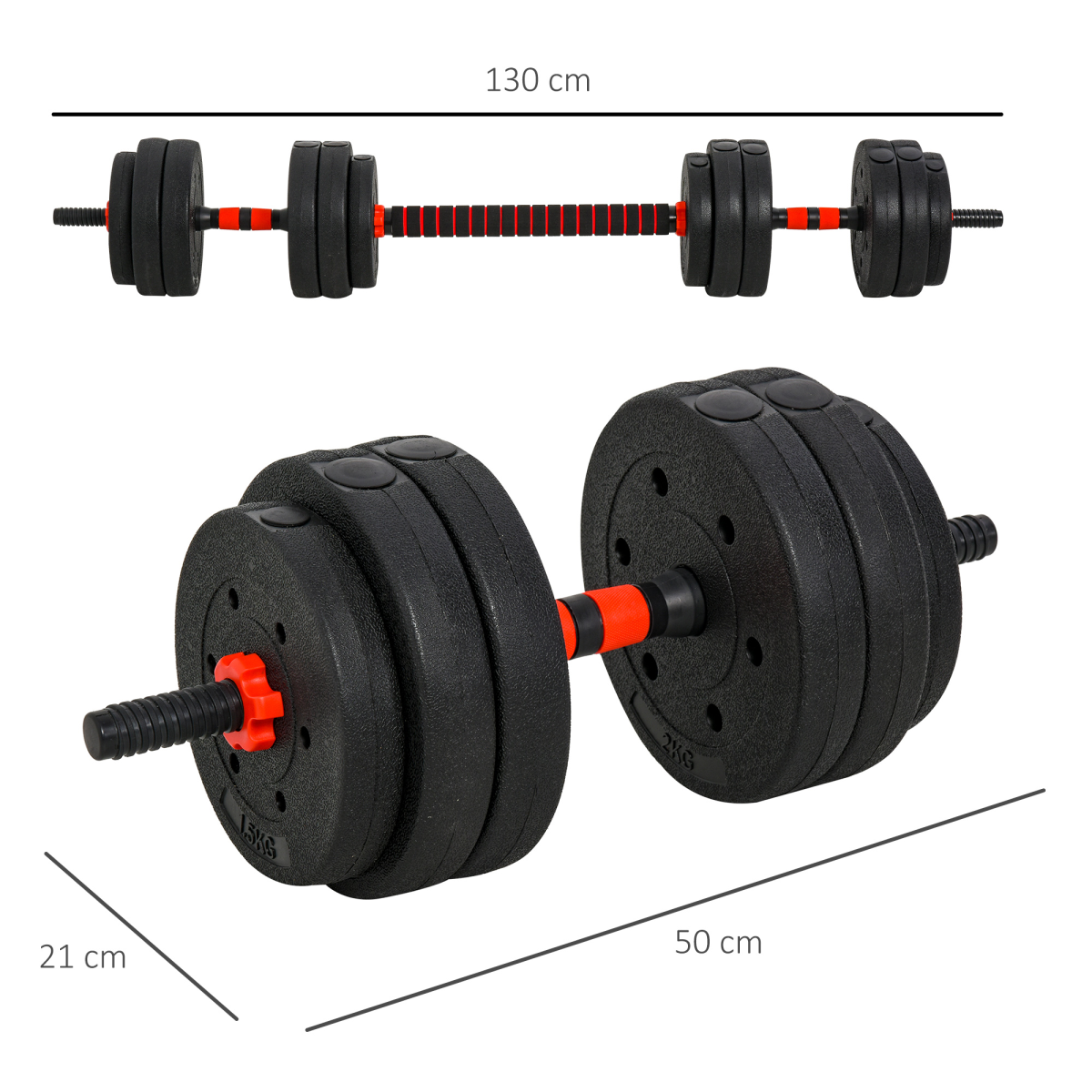 25kg Adjustable 2-in-1 Barbell and Dumbbell Weight Set for Body Fitness