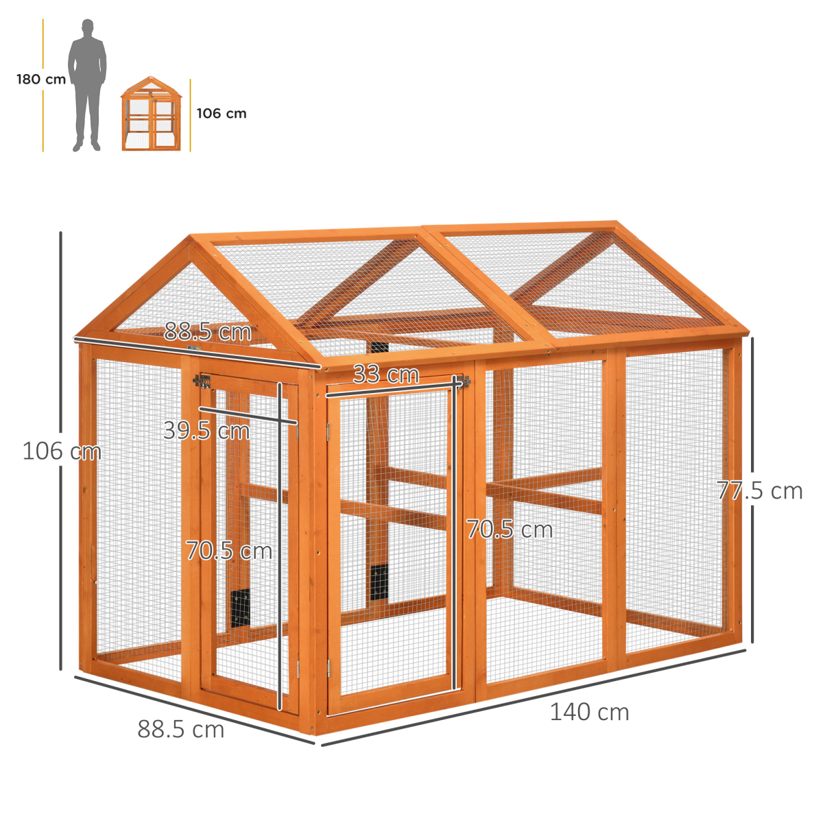 PawHut Wooden Chicken Run with Combinable Design, 3-6 Chickens