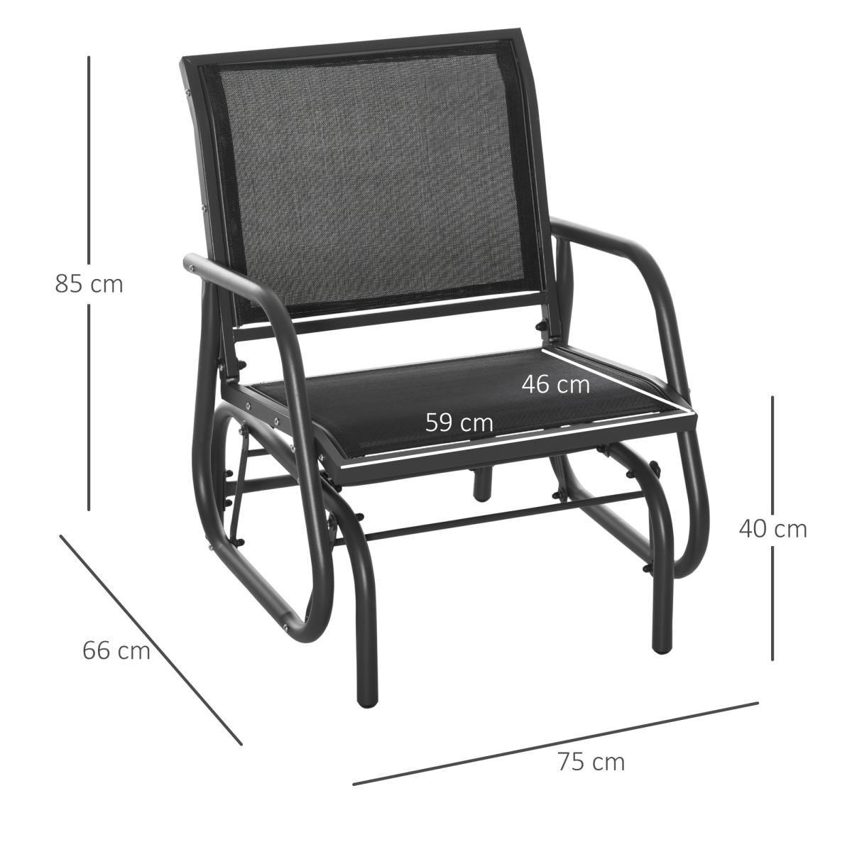 Outdoor Gliding Chair with Mesh Seat, Curved Back & Steel Frame