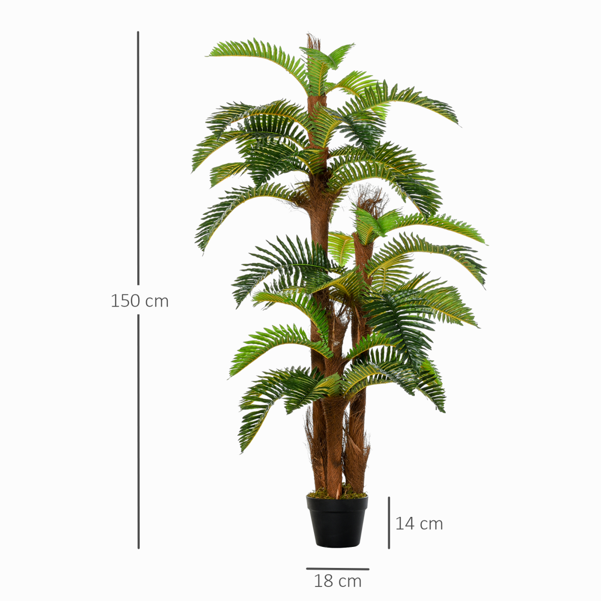 Outsunny Artificial Fern Tree with 36 Bendable Leaves and Cement-Filled Nursery Pot, 150cm